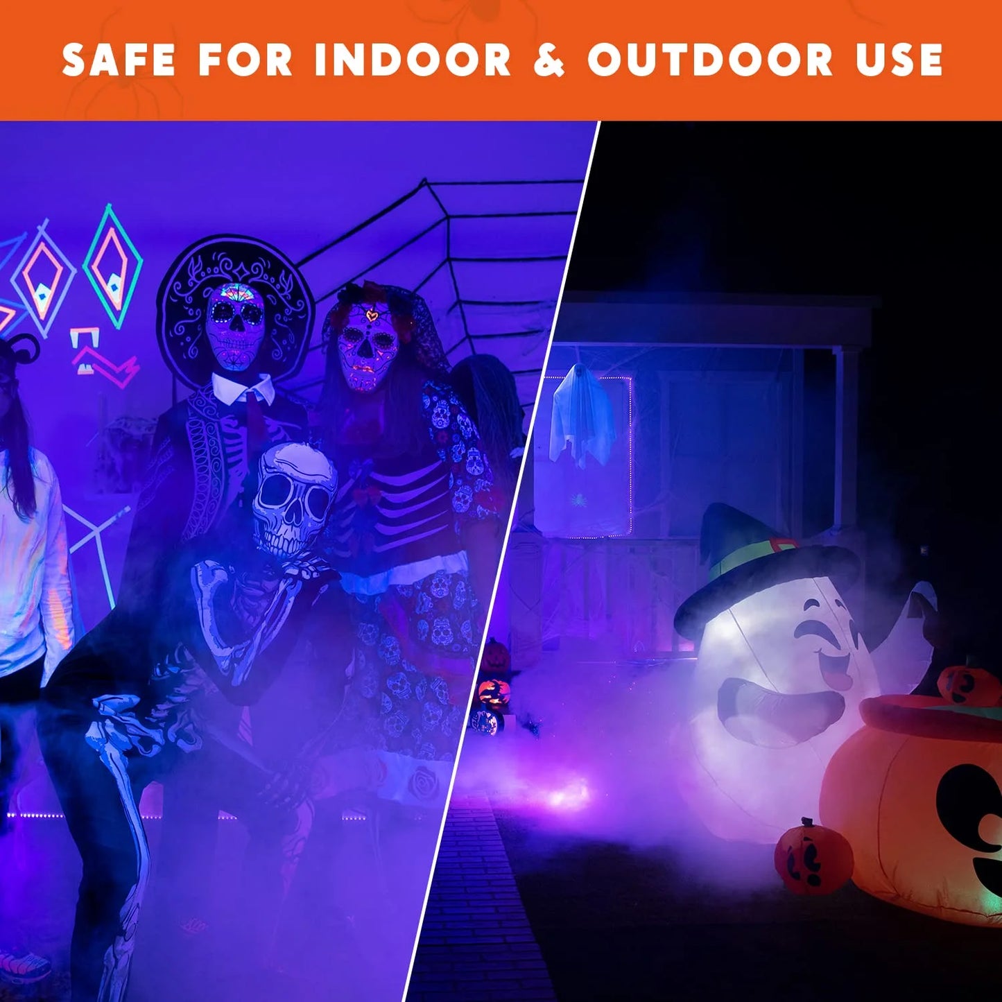 SYNCFUN Halloween Fog Machine,Outdoor Fog Machine with 6 Colorful LED Lights & Wireless Remote Control for Wedding,Halloween,Party and Indoor