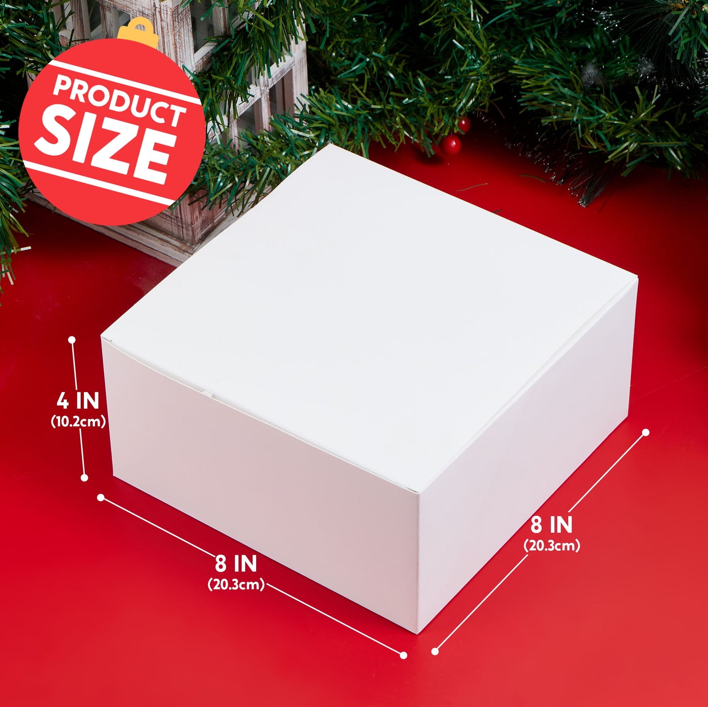 12 Pcs White Square Cookie Boxes, Plain White Treat Boxes with Lids 8" x 8" x 4" Bakery Gift Wrapping Box for Party Favor Pastries, Birthday Party, Present, Thanksgiving, Winter Holidays