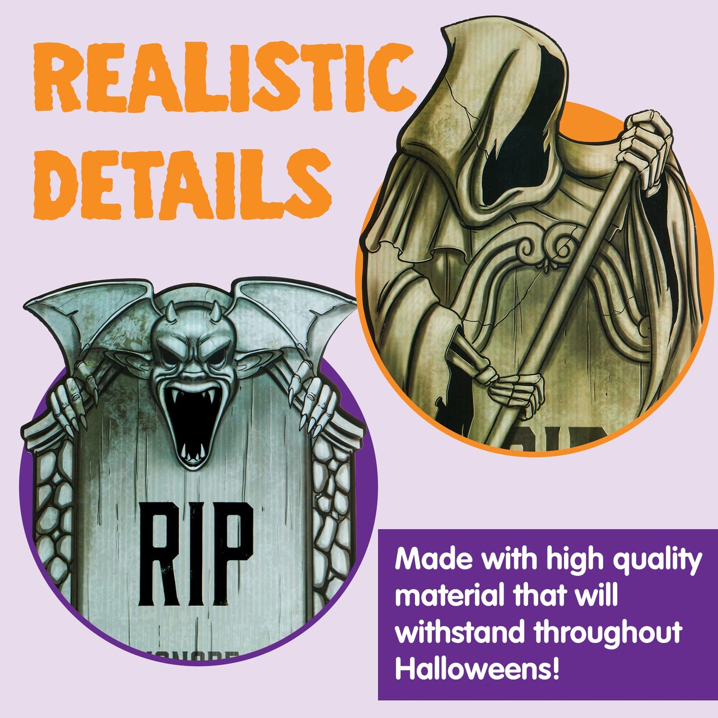 Syncfun 8 Pcs Halloween Tombstones Decorations,16.5" Halloween Foam RIP Graveyard Decorations and 16 Bonus Metal Stakes for Halloween Outdoor Yard Decorations