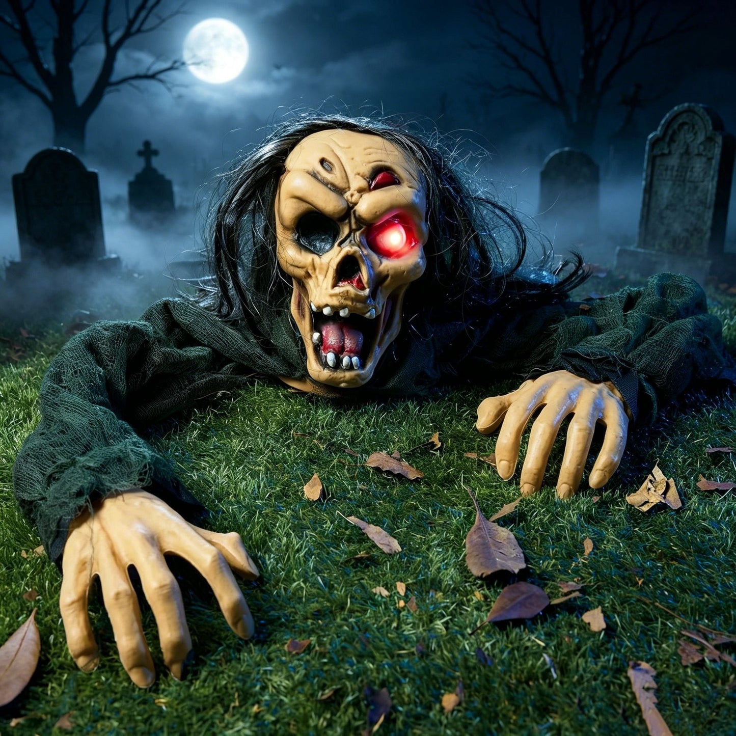 Joyfy Halloween Decorations Outdoor Groundbreaker Creepy Life Size Light Up Climbing Zombie Groundbreaker with Sound,Motion Activated Halloween Decorations Haunted House Decorations