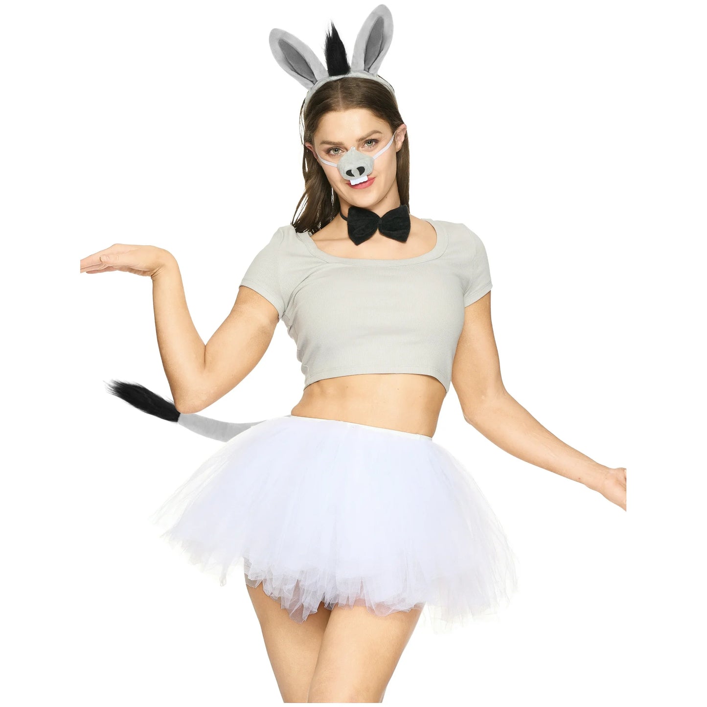 Joyfy Halloween 4 PCS Donkey Costume Accessory Set for Adults and Kids, Cute Donkey Ears Headband, Halloween Animal Costume Accessories Set