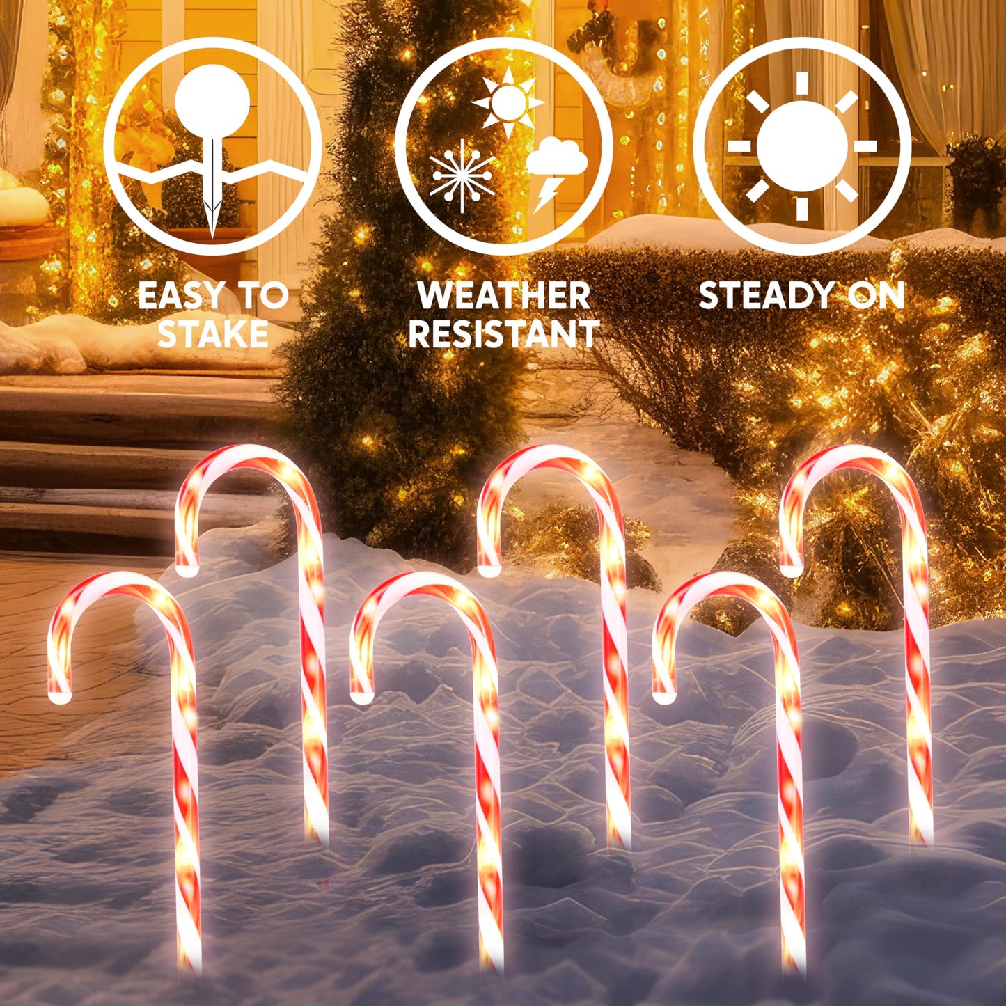 Joyfy 12 Pcs Christmas Candy Cane Lights Outdoor Pathway Lights Christmas Decorations Outdoor,12" Light Up Candy Canes Outdoor Xmas Lights for Outside Porch Yard
