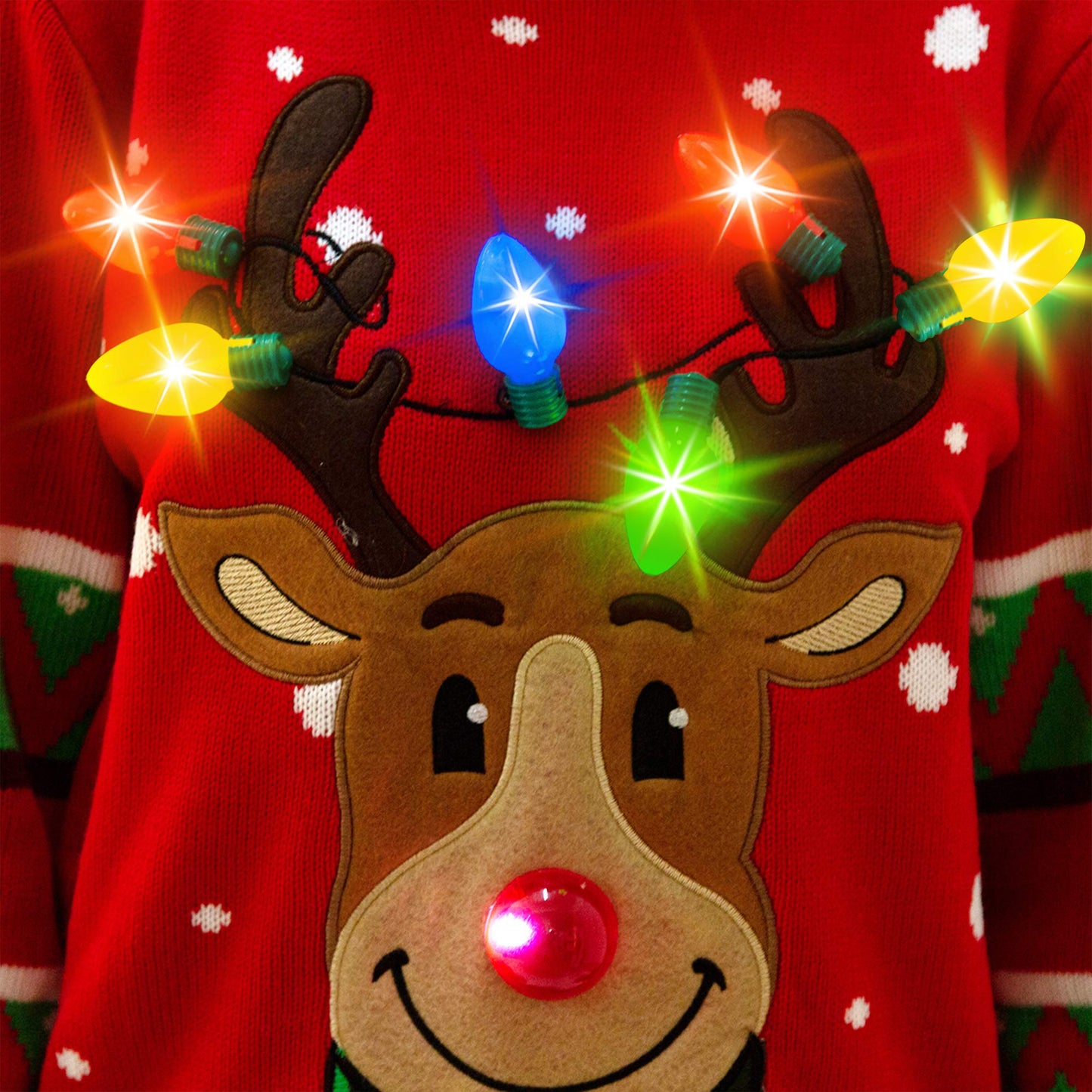Joyfy Light Up Ugly Christmas Sweaters for Women,Funny LED Reindeer Christmas Sweater for Women,Holiday Sweater
