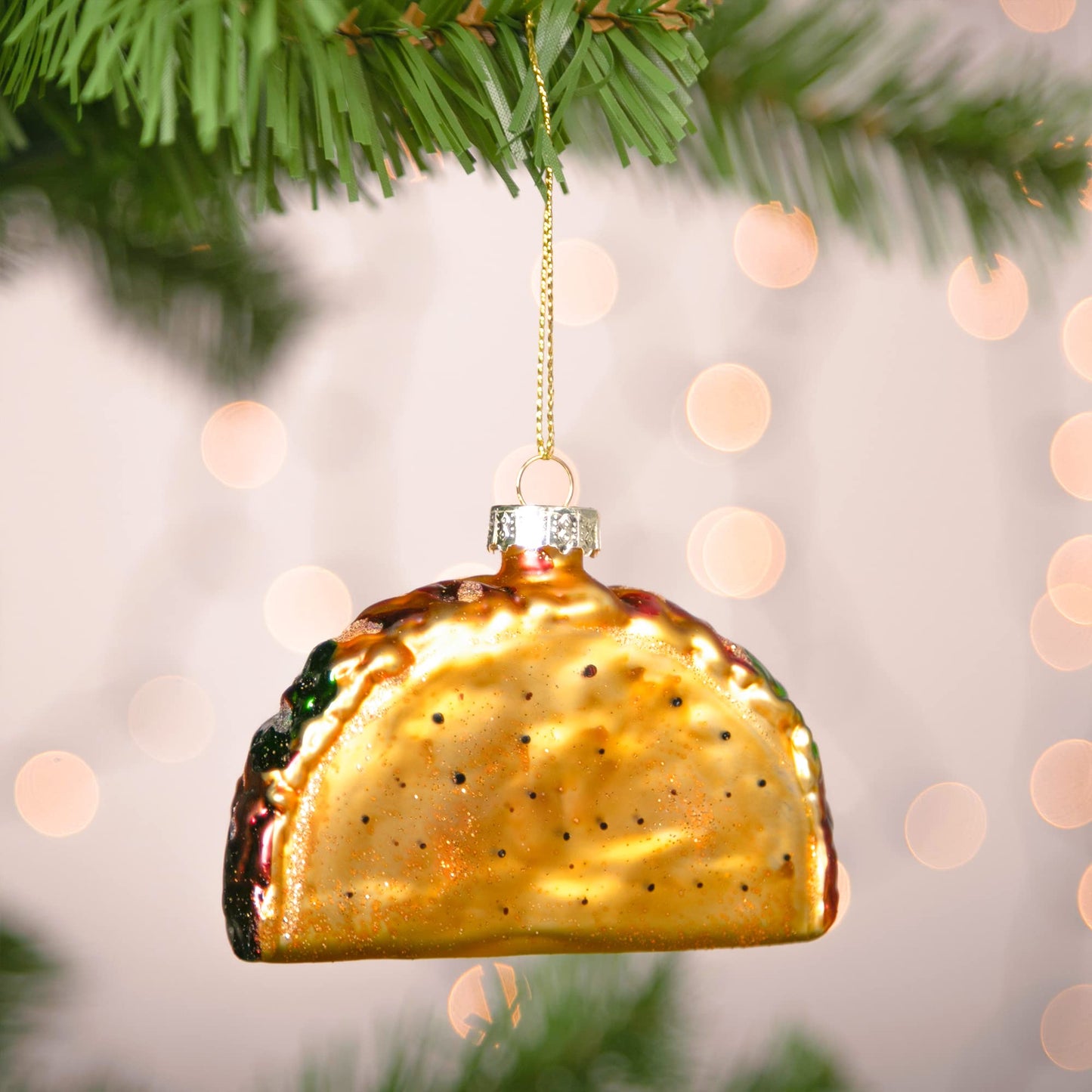 SYNCFUN Christmas Glass Blown Ornament Taco and Burrito Set Handcrafted Hanging Christmas Tree Decoration for Xmas Gift Holiday Party Favor Indoor Decoration