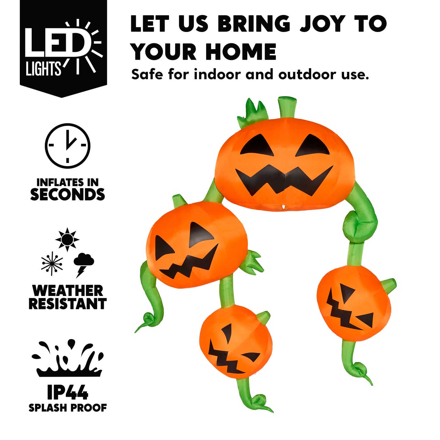 Syncfun 10 FT Halloween Inflatable Giant Pumpkins Hanging on The Roof Decoration with Built-in LEDs,Halloween Decorations Outdoor Blow Up Yard Lawn Decoration
