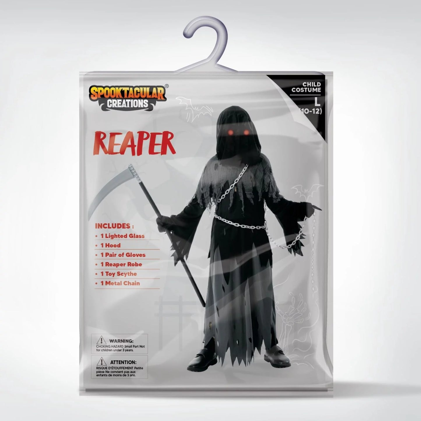 Spooktacular Creations Child Unisex Glowing Eyes Grim Reaper Costume for Creepy Phantom Halloween Costume, Large