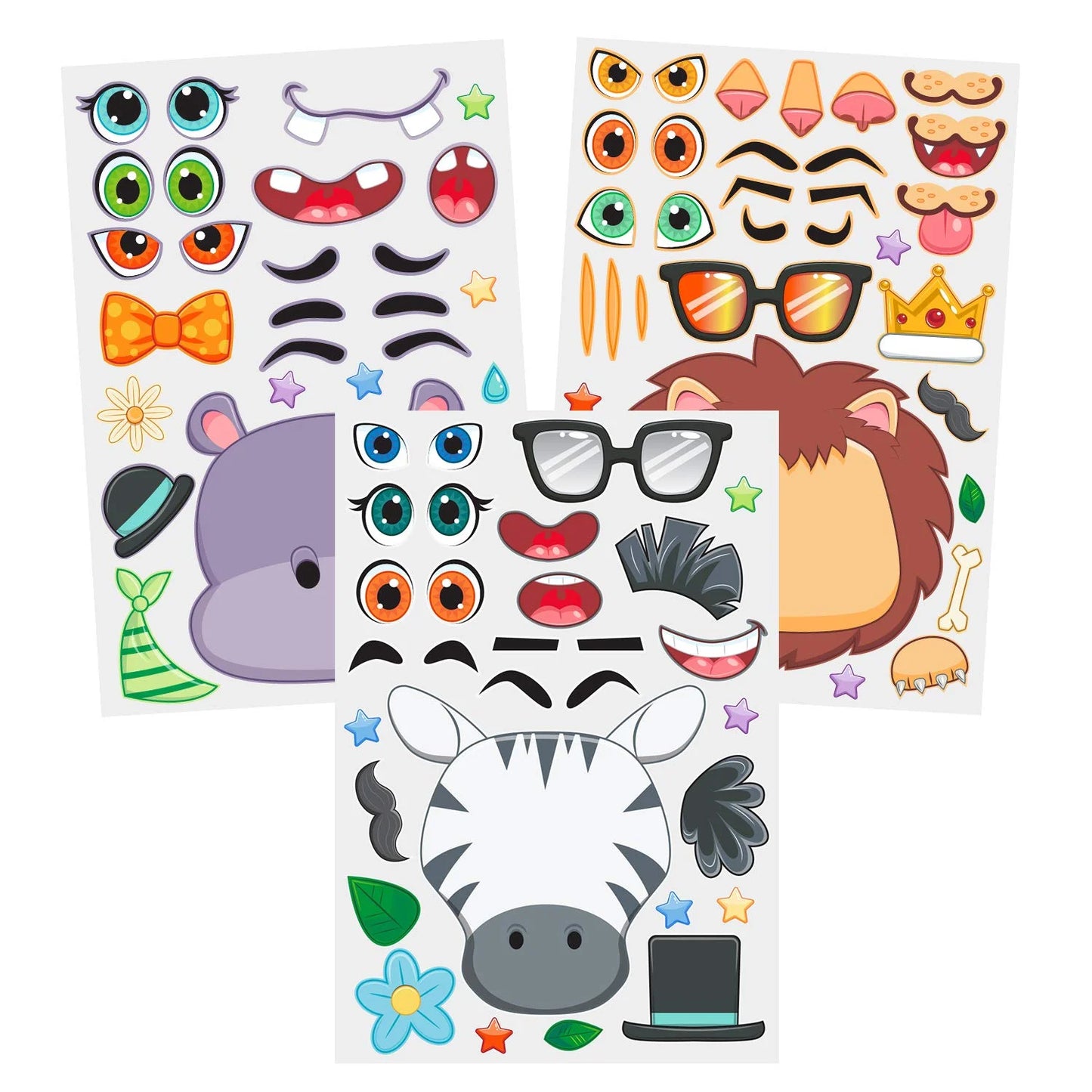 Syncfun 36 Sheets Make-a-face Sticker Sheets 9.8"x6.7" Safari Animal Mix and Match Stickers for Kids Birthday Holiday Party Favor Supplies Craft Gifts for Boys & Girls