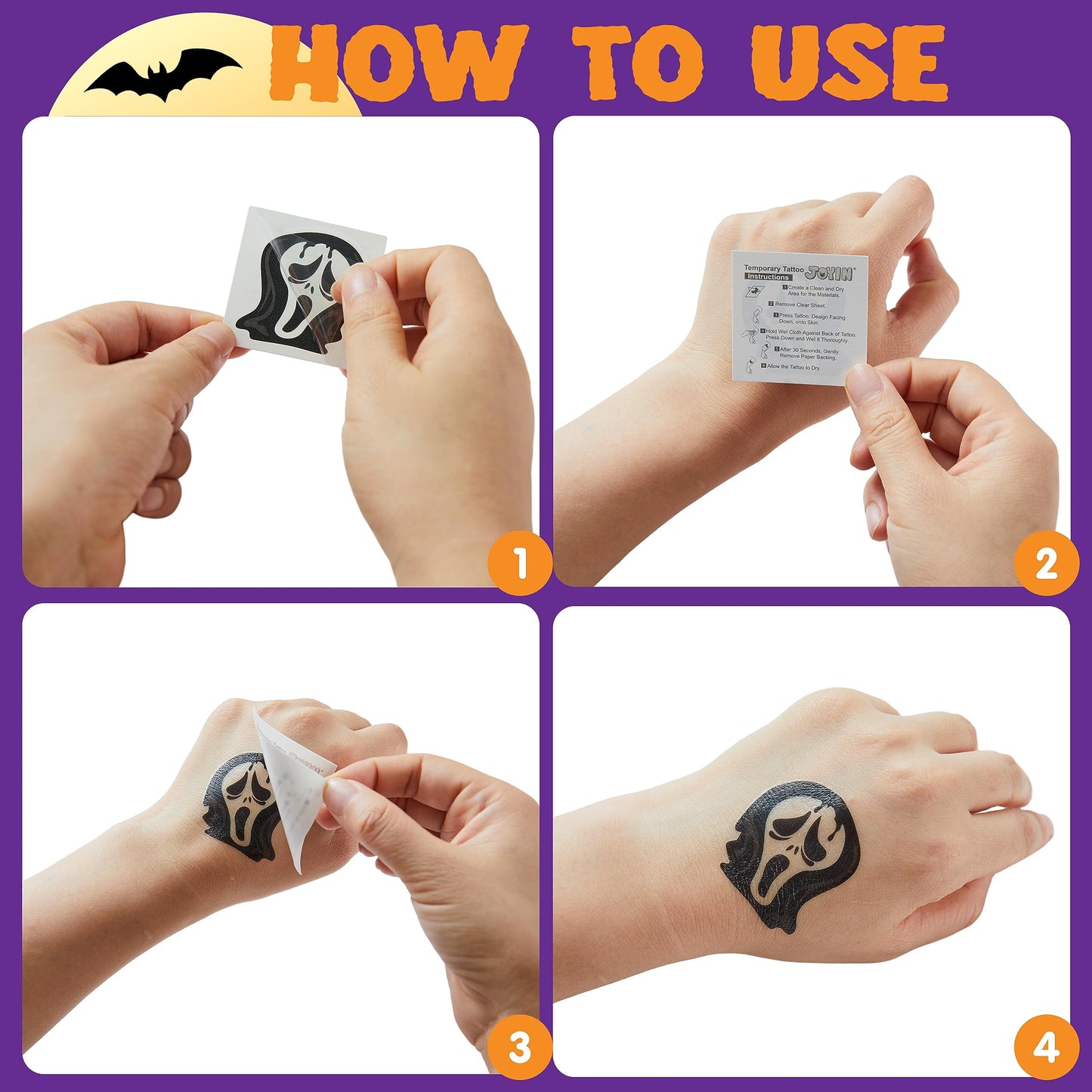 Joyfy 144 Pcs Halloween Temporary Tattoos,Glow in The Dark Tattoos for Kids,Halloween Toys Bulk,Halloween Trick or Treat Toys,Halloween Party Favor