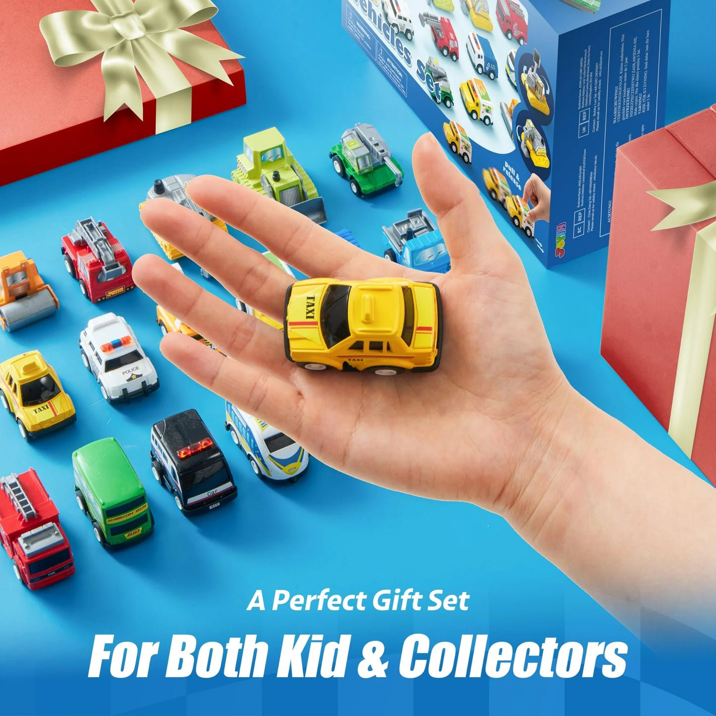 Syncfun 18 Pcs Toy Cars for kids, Friction Pull Back Play Car Vehicle Party Favors, Mini Excavator Toy Trucks for Boys 2 3 4 5 6 Years Old