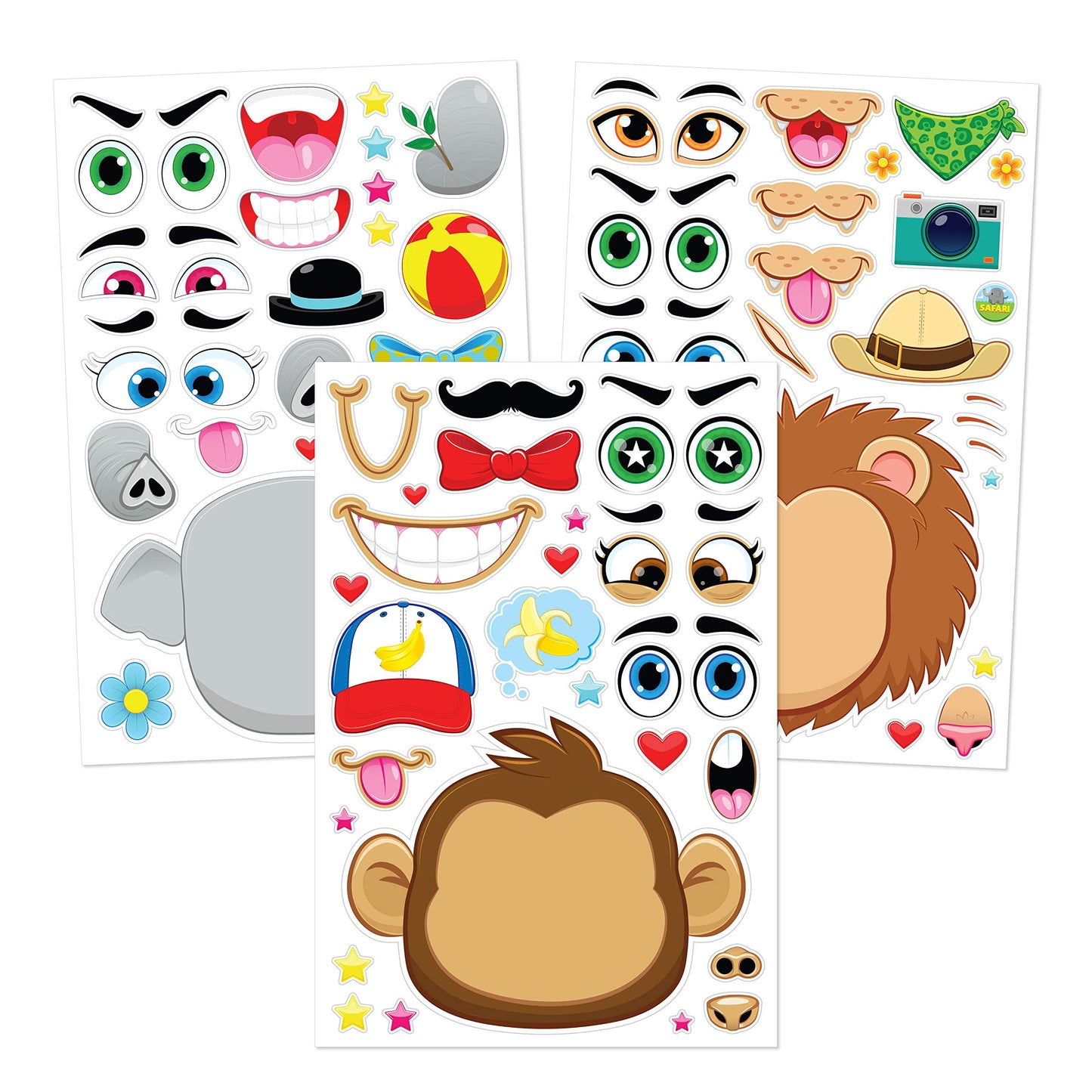 SYNCFUN 36 Sheets Make-a-Face Sticker Sheets, 1000+ Make Your Own Animal Mix and Match Stickers for Kids, Birthday Holiday Party Favor Craft Gifts for Toddlers, 9.8"x6.7"