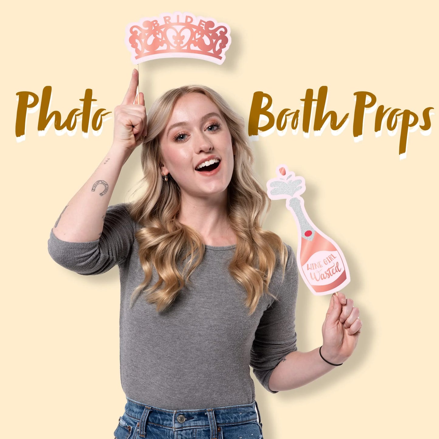 JOYIN 24 Pack Bachelorette Photo Booth Props, Bachelorette Party Decorations-Including Stick and Strike a Pose Sign,Rose Gold Future Future Mrs Party Supplies,Bride to Be, Bridal Shower