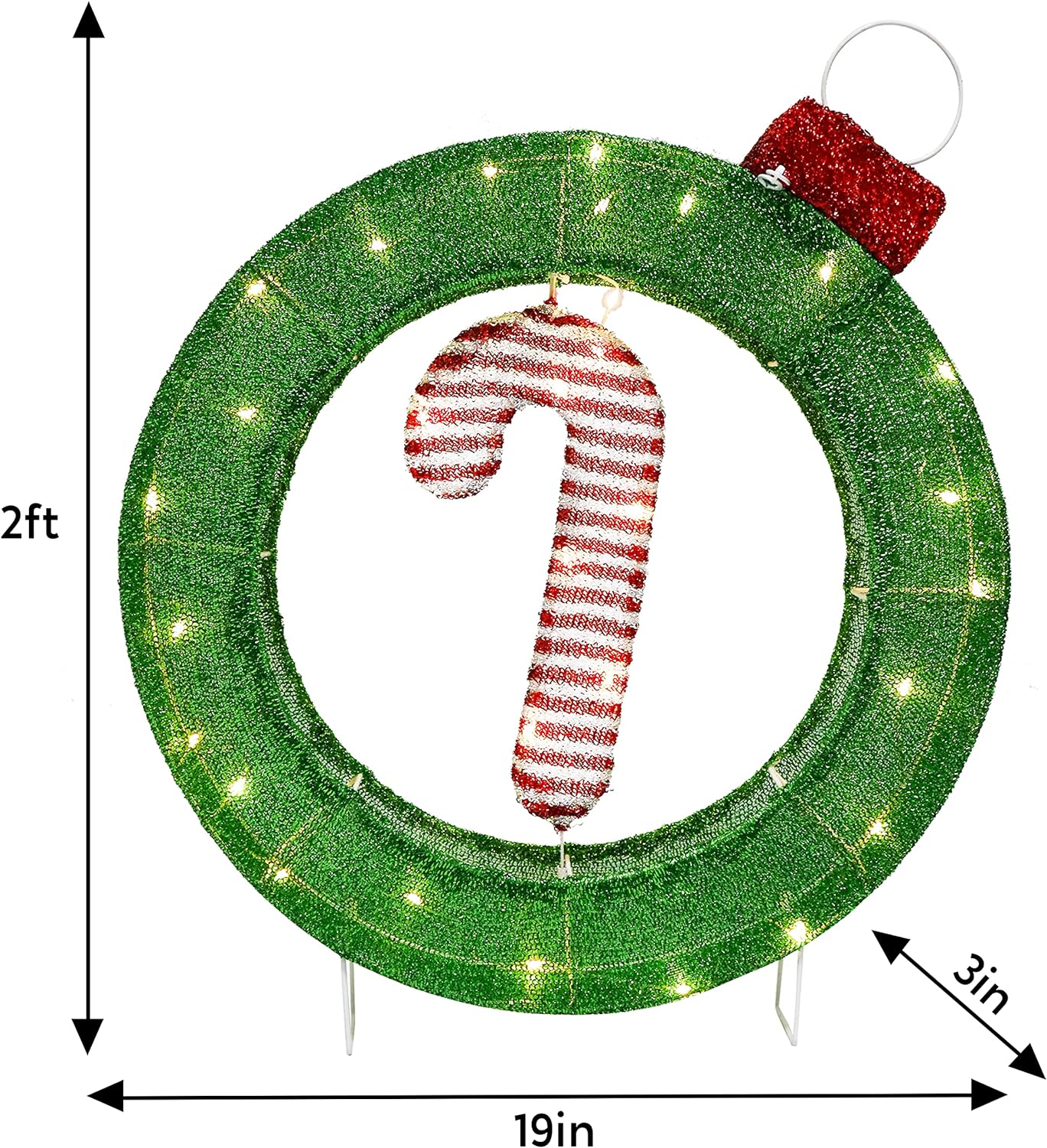 Syncfun 2 FT Candy Cane Yard Light Christmas Outdoor Decorations,30 LED Christmas Decorations,Christmas Yard Light with Stakes Decorations Outdoor Holiday Decor