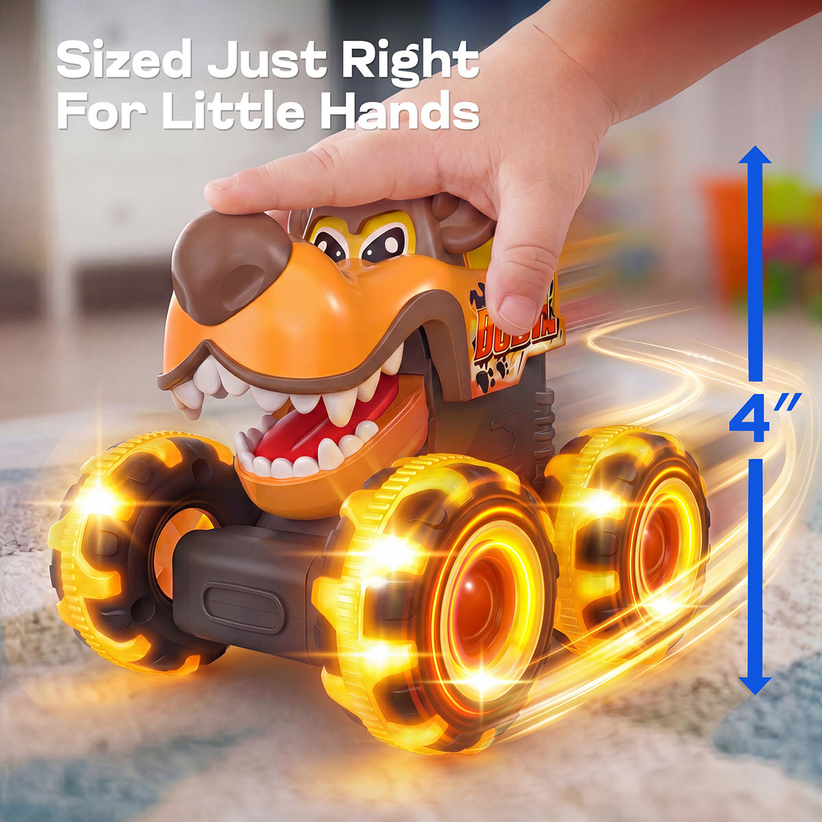 Joyfy 3 Pack Monster Truck Toy for Kids 2 4 - LED Wheels Car Vehicle Press & Go Dinosaur Toy Truck with Motion Activated Light for Toddler 1 3, Christmas Birthday Gift for Baby