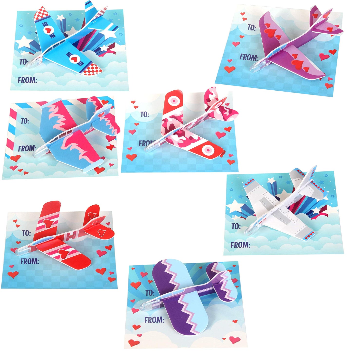 28 Packs Valentines Day Gifts Cards with Foam Airplane for Kids Valentine Exchange Cards Toddle Boys Valentines School Classroom Favors