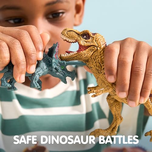 Joyfy 19 PCS Realistic Dinosaur Figures & Trees for Toddlers, Dinosaur Toys with Activity Play Mat & Storage Cage, Dino Playset Toys for Kids Ages 3-5, Dinosaur Toys for Boys and Girls Gift