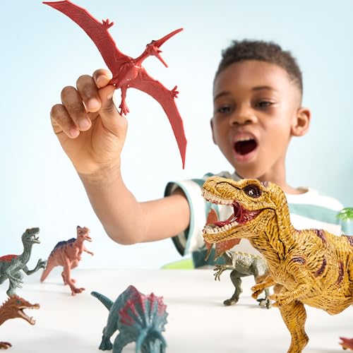Joyfy 19 PCS Realistic Dinosaur Figures & Trees for Toddlers, Dinosaur Toys with Activity Play Mat & Storage Cage, Dino Playset Toys for Kids Ages 3-5, Dinosaur Toys for Boys and Girls Gift