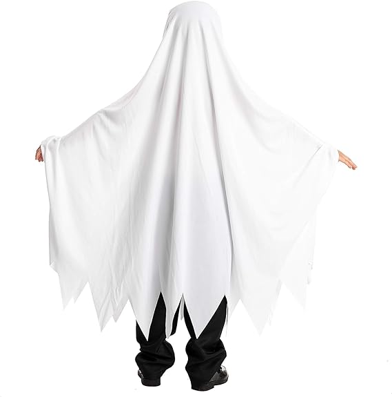 SYNCFUN White Ghost Costumes for Kids, Smile Ghost Costume with Pumpkin Basket for Halloween Spooky Trick-or-Treating Role Playing Cosplay 3-7 Years