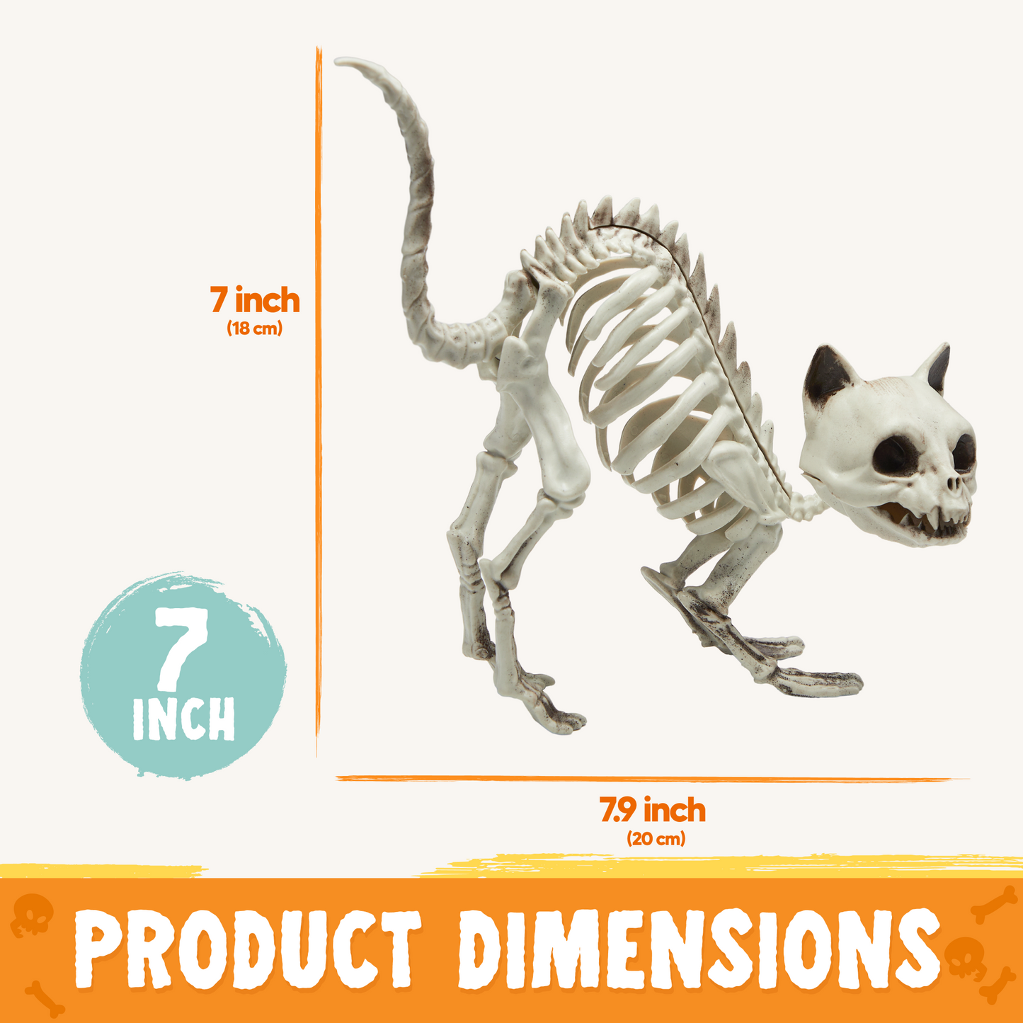 Syncfun 4 Pcs Cat Skeleton Halloween Decoration,7 Inch Posable Plastic Animals Halloween Skeleton for Indoor Outdoor Halloween Decorations,Haunted House Party Props