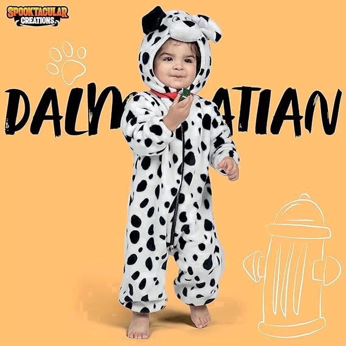 Joyfy Dalmatian Costume for Baby Toddler,Hooded Zipper Puppy Jumpsuit Pajama for Halloween Dress Up Party,12 18 Months