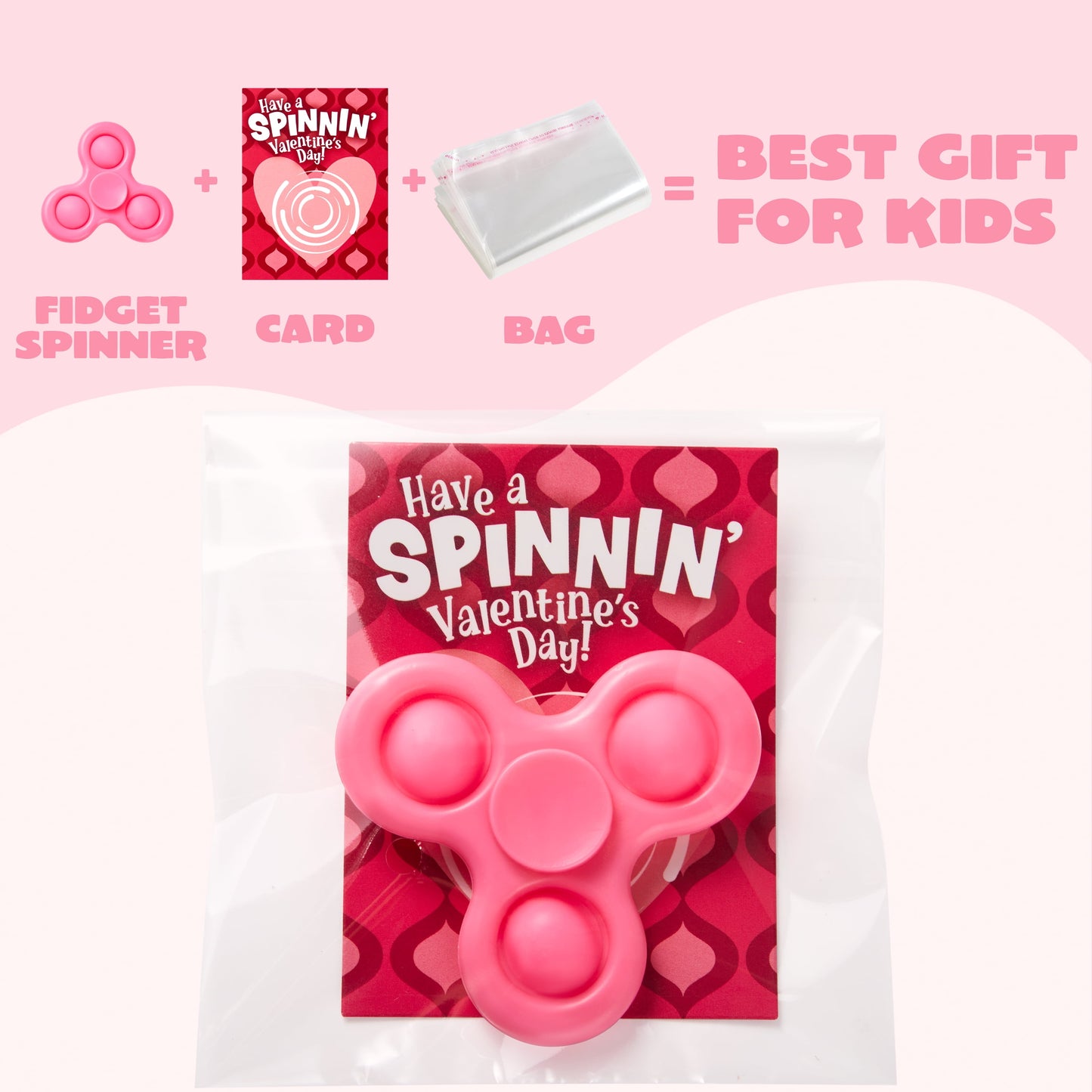 30 Packs Valentine's Day Gift Cards with Fidgets Spinners, Pop Bubble Spinners Fingertip Toys, Stress Relief Fidget Toys for Kids Valentine's Party Favors, School Prize and Goody Bag Filler