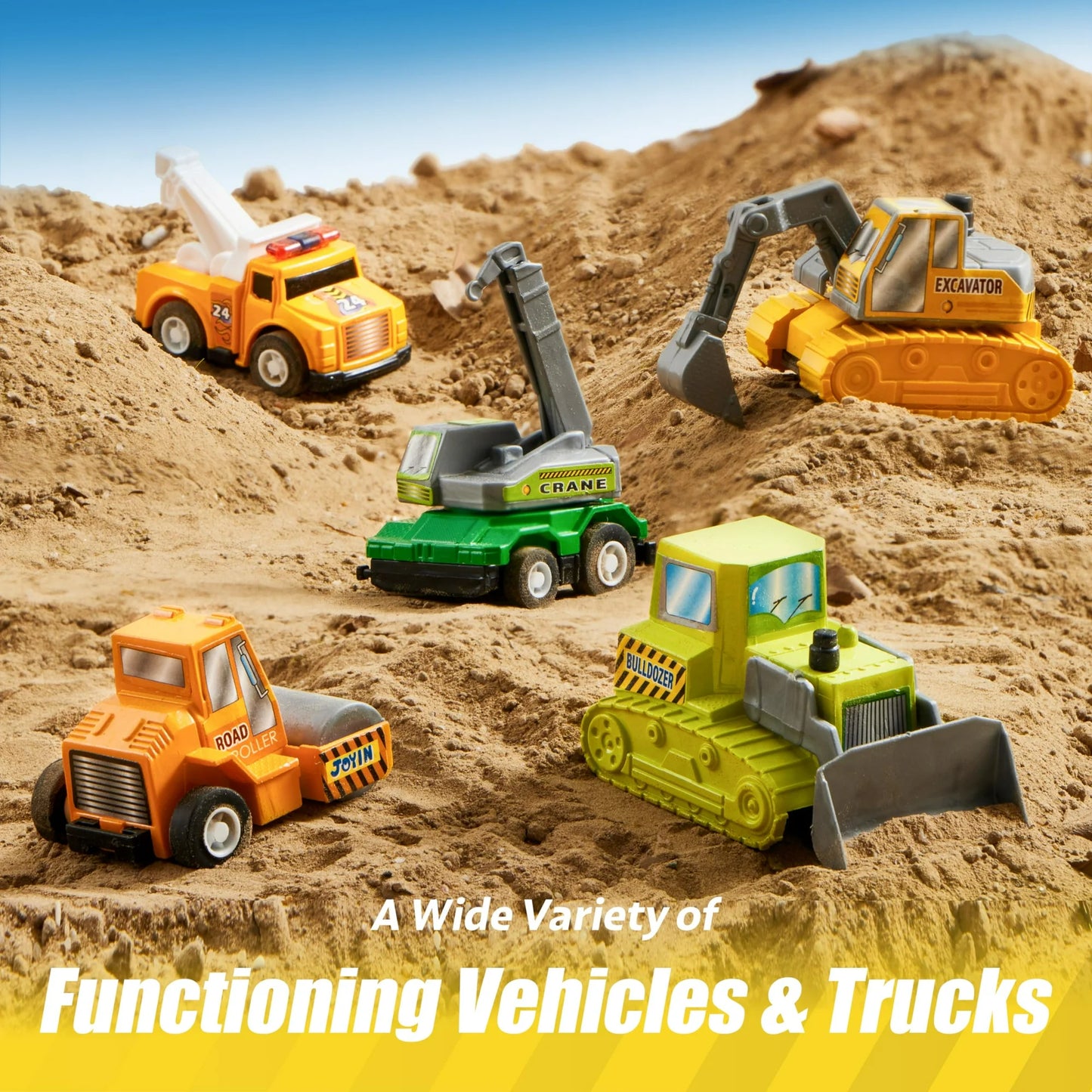 Syncfun 18 Pcs Toy Cars for kids, Friction Pull Back Play Car Vehicle Party Favors, Mini Excavator Toy Trucks for Boys 2 3 4 5 6 Years Old
