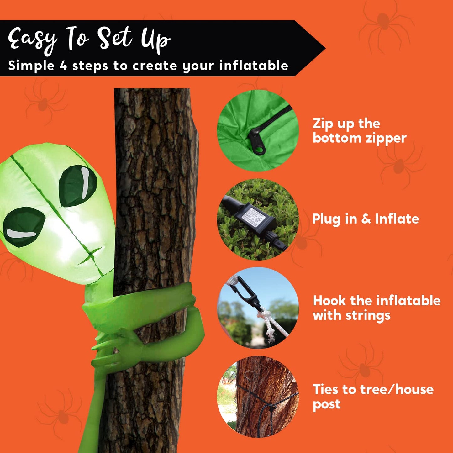 Syncfun 4 FT Halloween Inflatable Alien Tree Ghost Inflatable with Build-in LEDs,Outdoor Blow Up Inflatables Yard Decoration Decorations