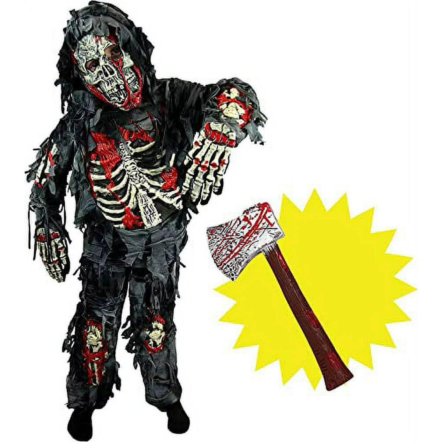 Spooktacular Creations Zombie Costume for Child with Bloody Axe, Halloween Zombie Dress UP for Boys, Monsters Costume Accessories