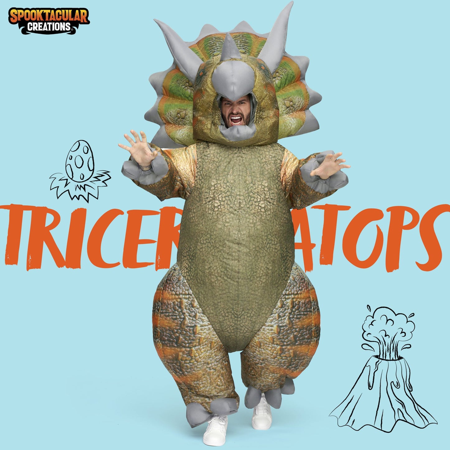 Syncfun Inflatable Costumes for Adult, Full Body Triceratops Blow Up Costumes, Dinosaur Inflatable Costumes for Halloween Party Dress Up Cosplay