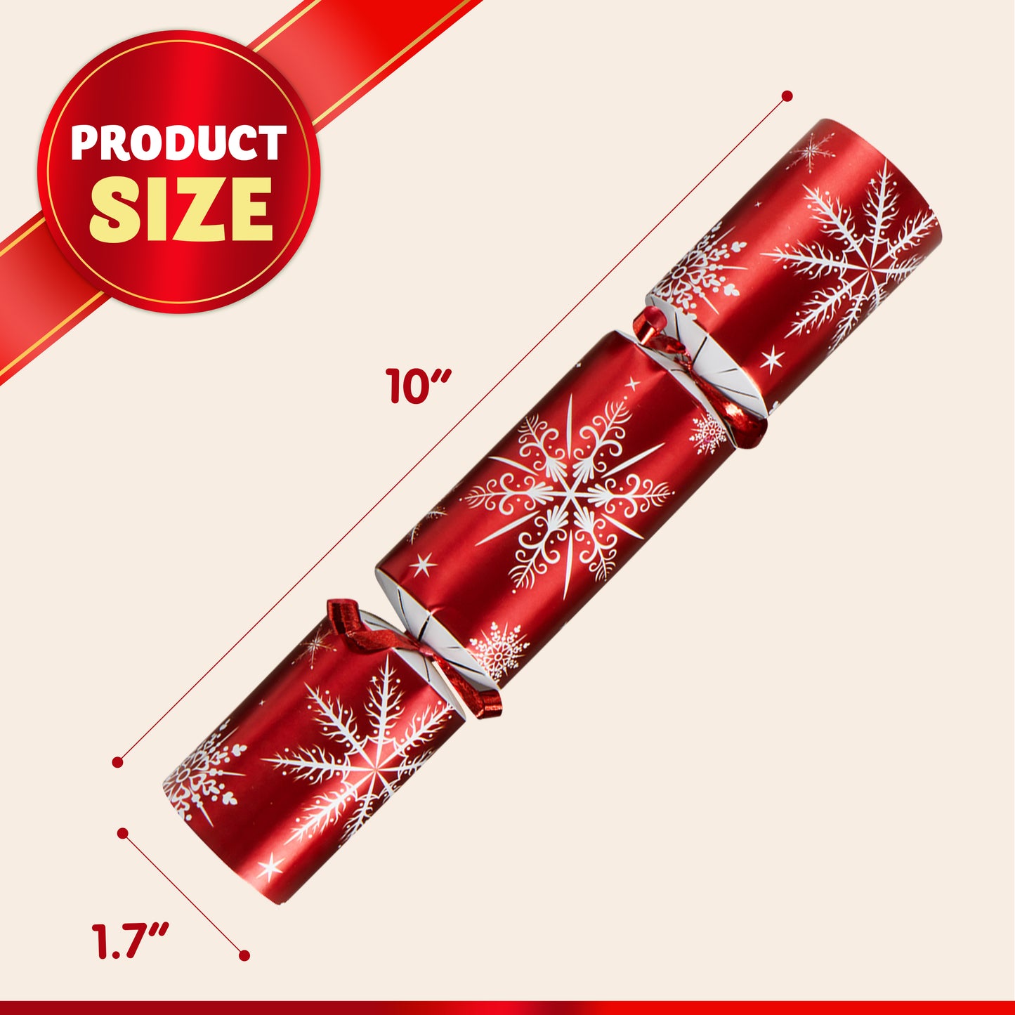 Joyfy 12 Pcs Christmas Crackers Party Favor Non-Snap Red & White Snowflake Design for Kids