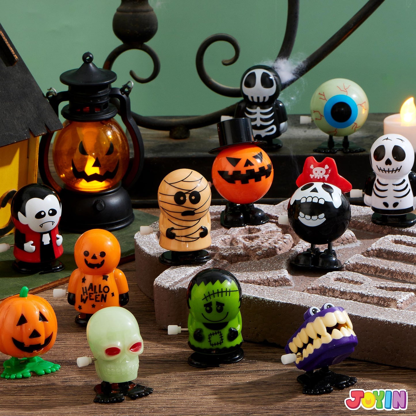 SYNCFUN 12 Pcs Halloween Wind Up Toys for Kids,Halloween Toys Bulk Halloween Gifts Halloween Basket Halloween Accessories,Halloween Goody Bags,Halloween Treat Bag Fillers