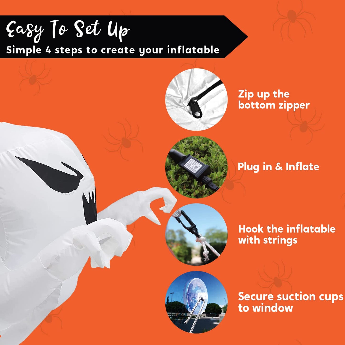 Syncfun 4.5 FT Halloween Inflatable Decorations Outdoor Scary Flying Ghost Broke Out from Window with Built-in LED Blow Up Inflatable for Window Decoration Yard Garden Lawn Decor