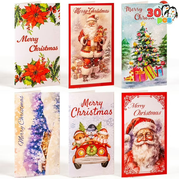 Joyfy 30 PCS Christmas Classic Money Cards with Envelopes, Christmas Money Cards (Gift Card Holders), Cash Christmas Money Cards (Holiday Season, Party Supplies)