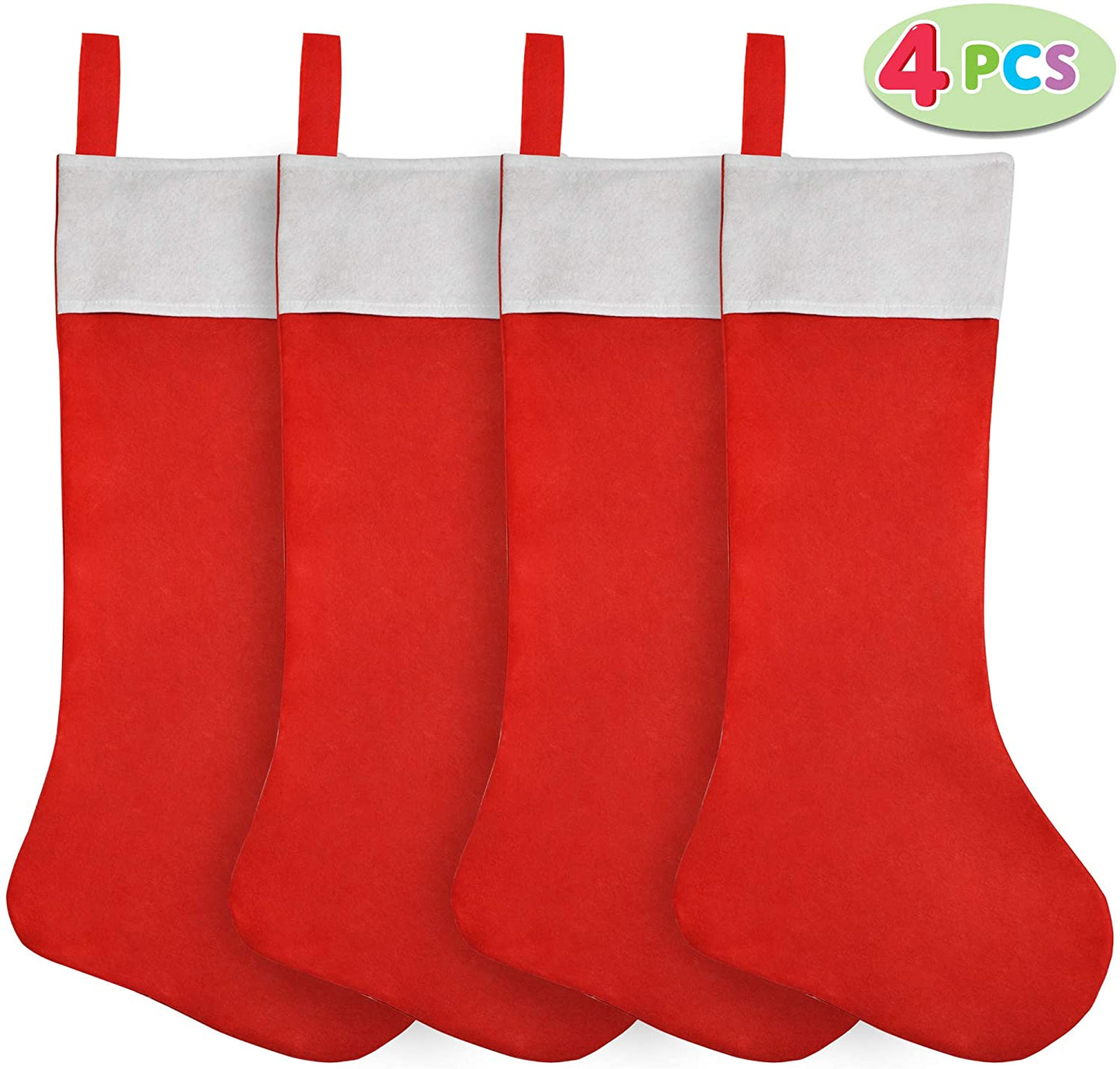 Joyfy 4 Pcs 38" Jumbo Felt Christmas Stockings, Giant Christmas Stocking Large Christmas Stocking for Family Holiday Season Decorations