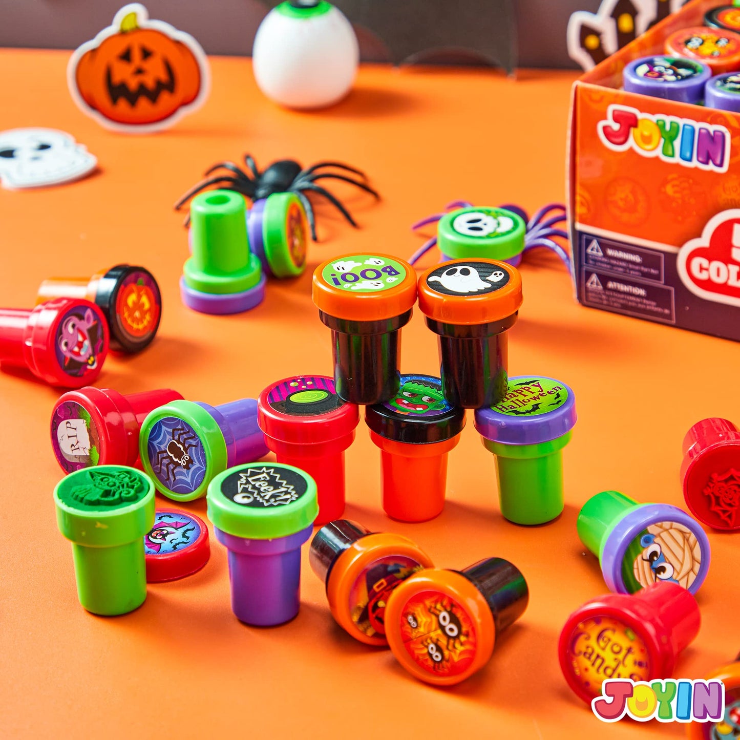 SYNCFUN 100 Pcs Halloween Assorted Stamps for Kids,Halloween Stampers Halloween Stuff Halloween Goodies Bags Prizes,Halloween Toys for Trick or Treaters Gift,Basket Stuffers