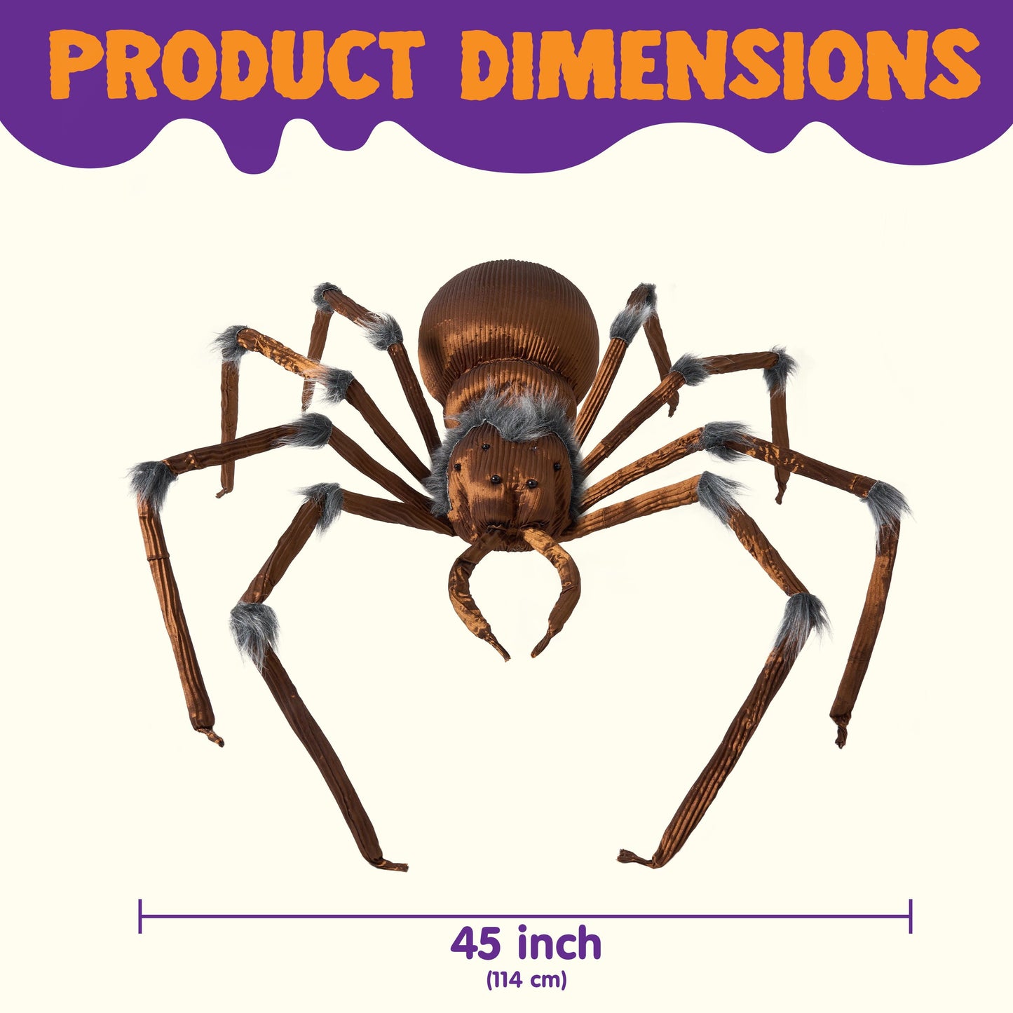 Joyfy 45inch Giant Spider Halloween Decorations,Scary Spider Halloween Outdoor Party Decorations Props Halloween Yard Decorations,Brown