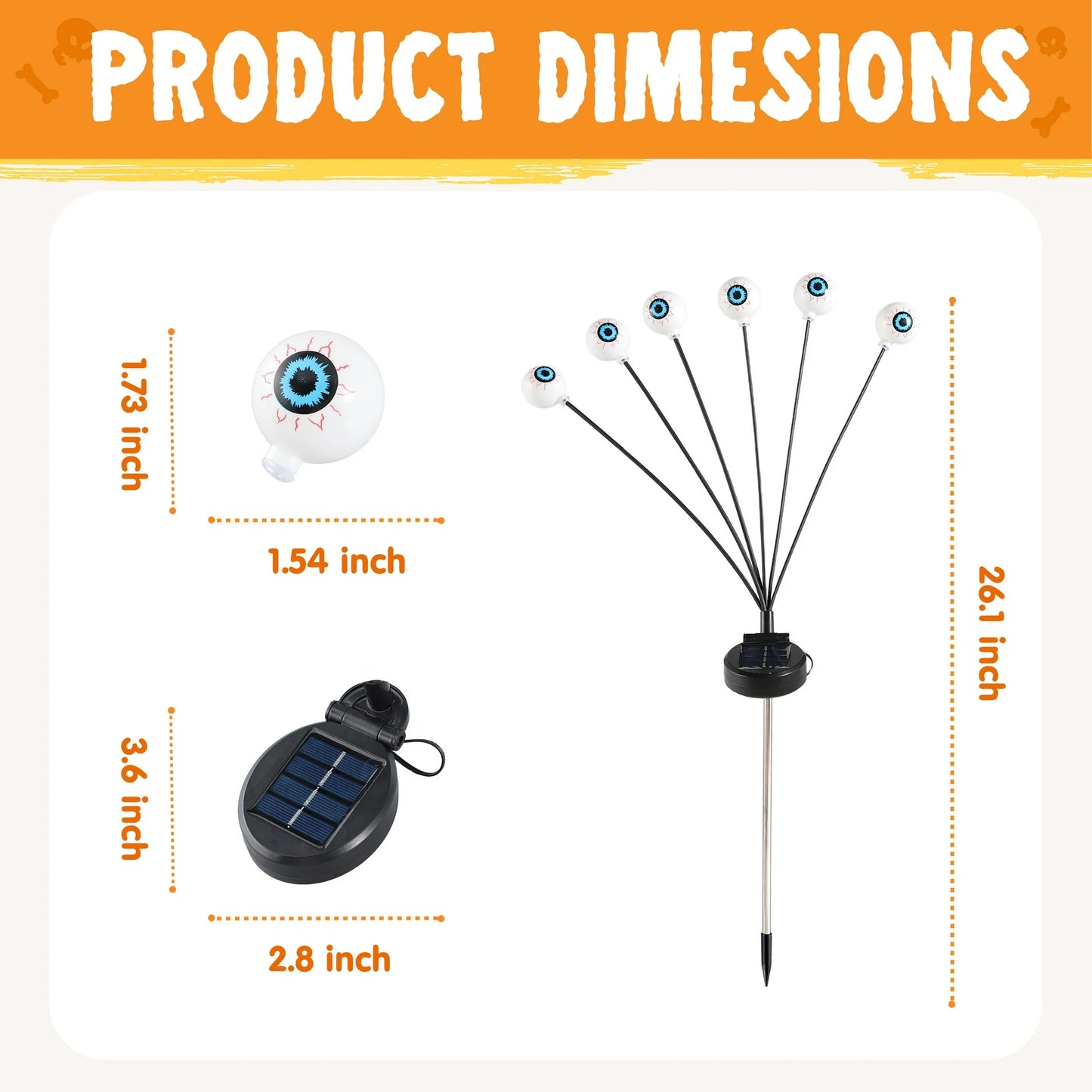 Joyfy 2 Pack Halloween Decorations Outdoor Solar Scary Eyeball Lights,Green Eyeball Swaying Firefly Lights,Waterproof Solar Halloween Path Lights for Yard Garden Lawn Decor