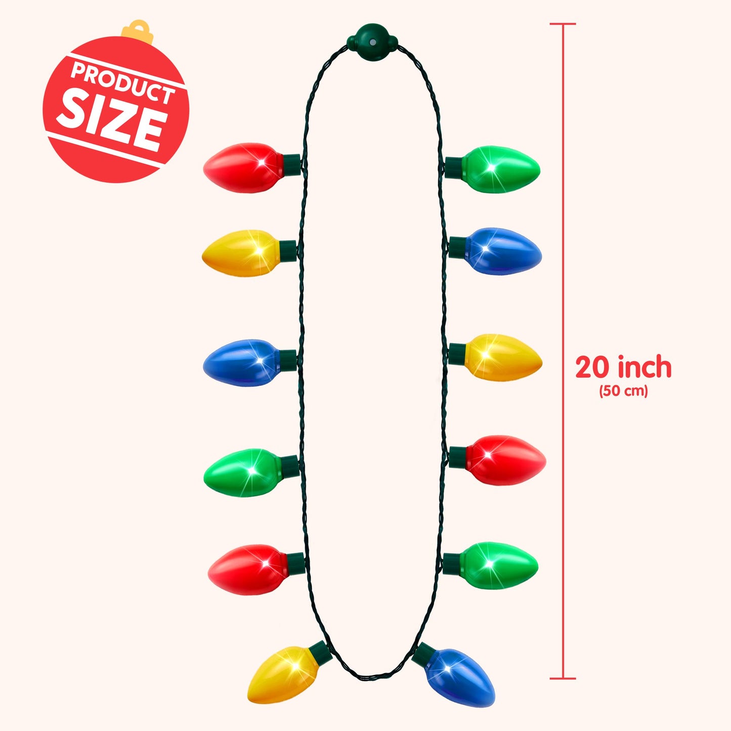 Joyfy 3 PCS Christmas LED Light up Bulb Necklaces Christmas Holiday Accessories Party Favors 12 LED Bulb Necklaces