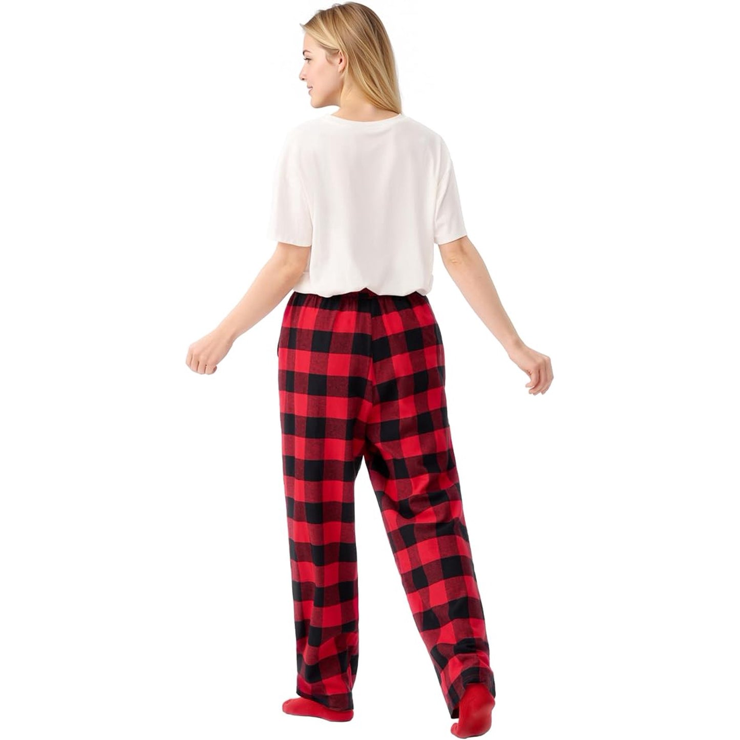 Joyfy Women Christmas Pajamas, Red and Black Plaid Pajamas with Pockets, Buffalo Plaid Pajamas