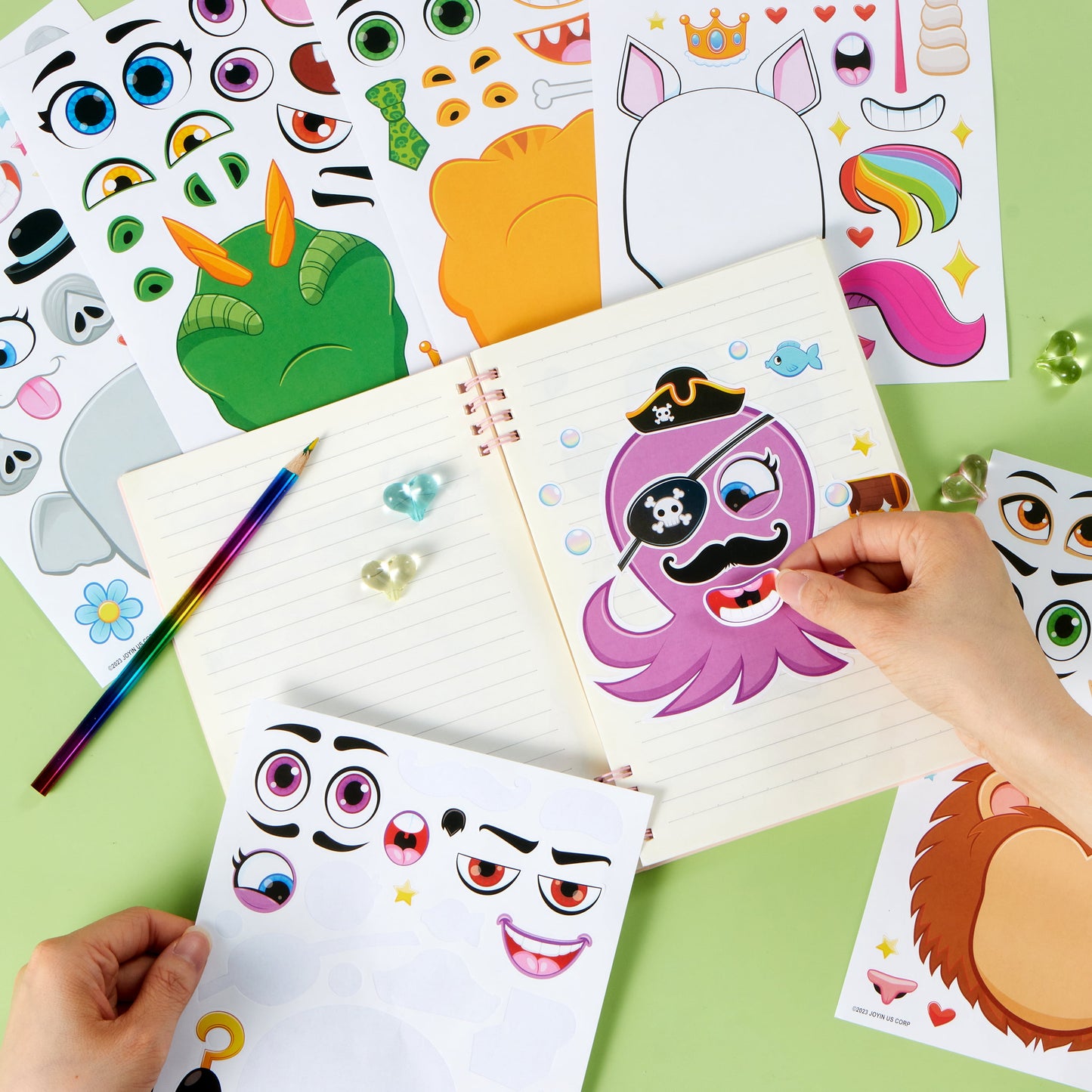 36 Sheets Make-a-Face Sticker Sheets, 1000+ Make Your Own Animal Mix and Match Stickers for Kids, Birthday Holiday Party Favor Craft Gifts for Toddlers, 9.8"x6.7"