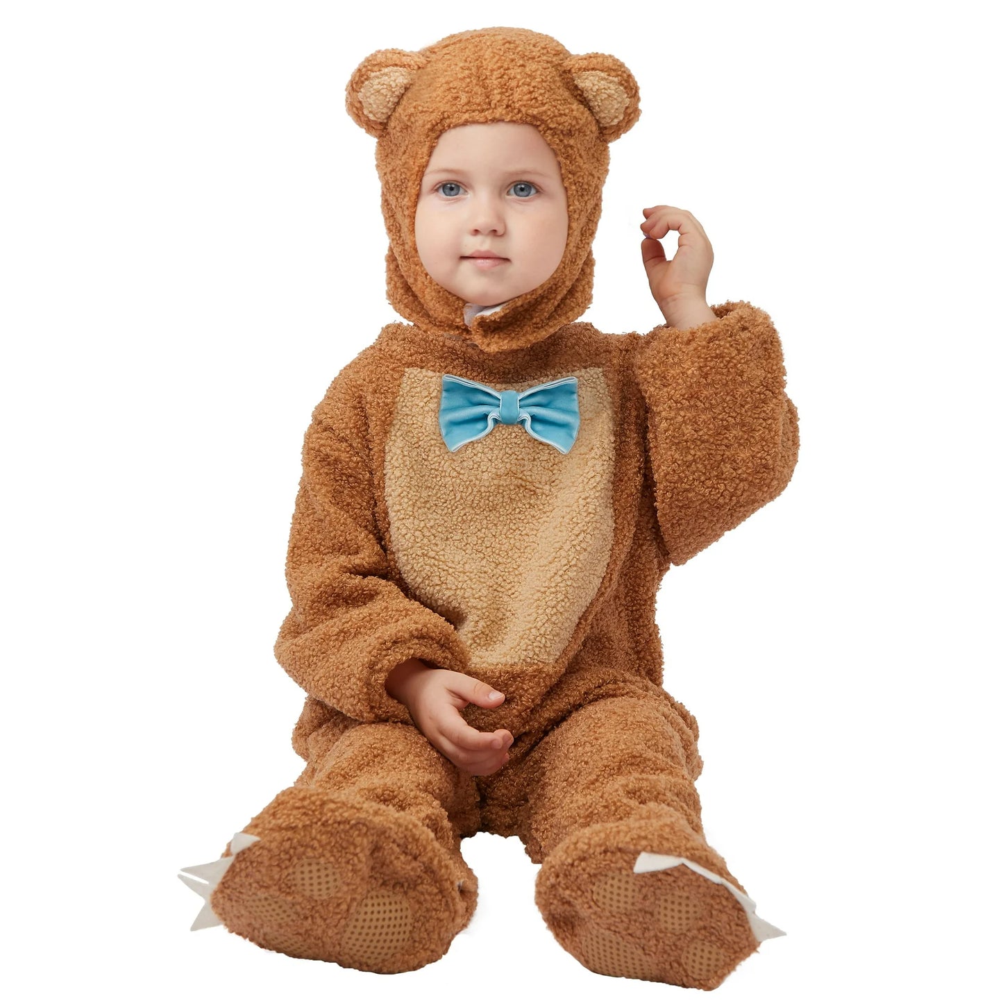 Syncfun Bear Halloween Costume for Baby and Toddler, Bear Jumpsuit Costume with Bear Hood and Booties for Halloween Costume Party Dress Up (0-4 Year)