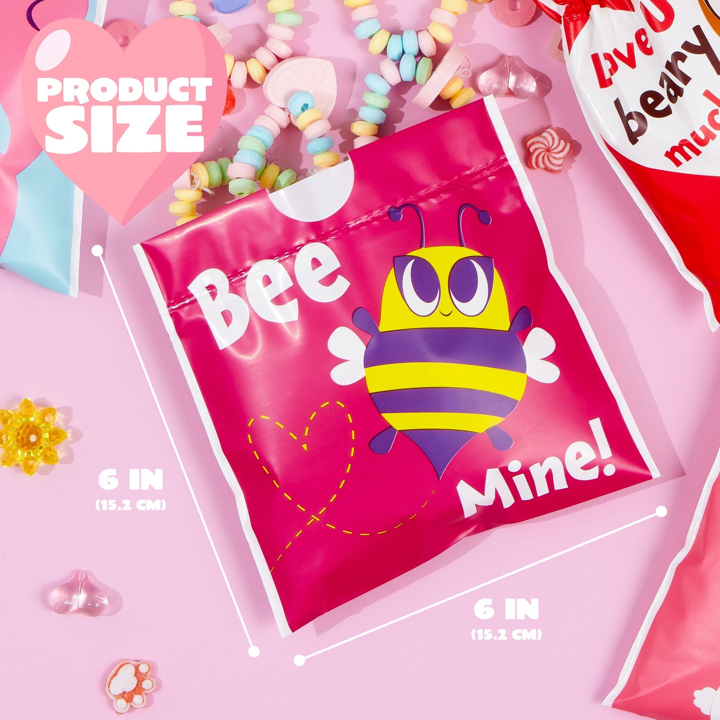 49 Pcs Valentines Day Bags with Drawstring for Kids,Valentines Gift Bags Candy Goody Bags for Kids Valentines Day Party Favor