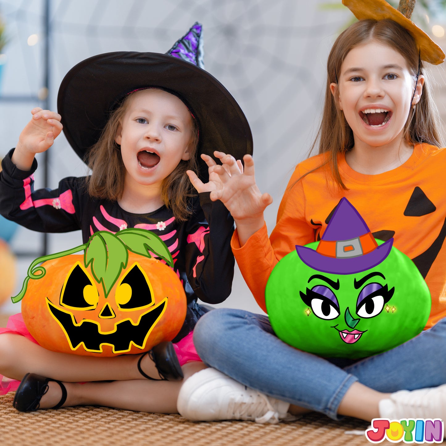 Syncfun 3D Halloween Stickers Pumpkin Decorations Kit,Glowing in The Dark Pumpkin Face Stickers for Halloween Party Supplies Games,Halloween Crafts for Kids