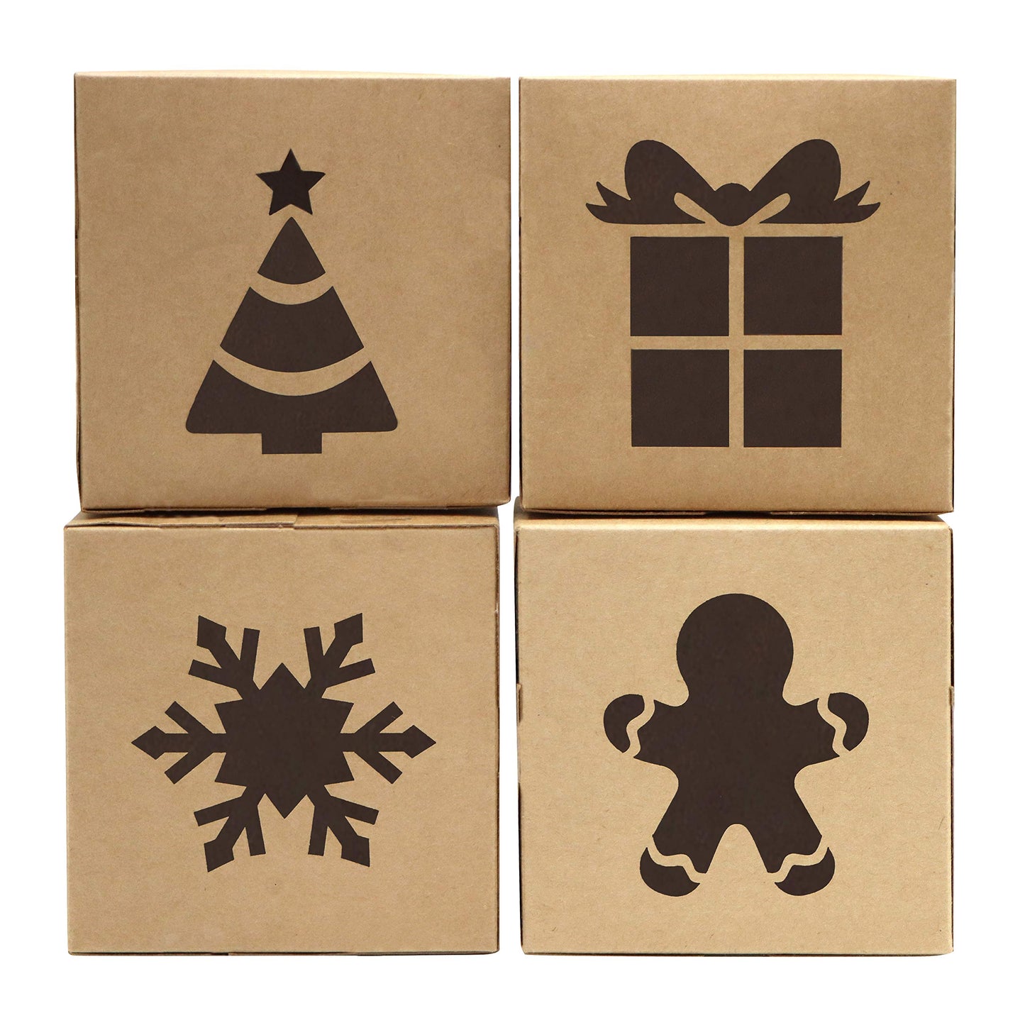 Joyfy 24 Pcs Brown Bakery Boxes with Window, 4"x 4"x 2.5" Small Kraft Cookie Boxes for Christmas Cupcakes, Cookies, Brownies, Donuts, Truffles Gift-Giving