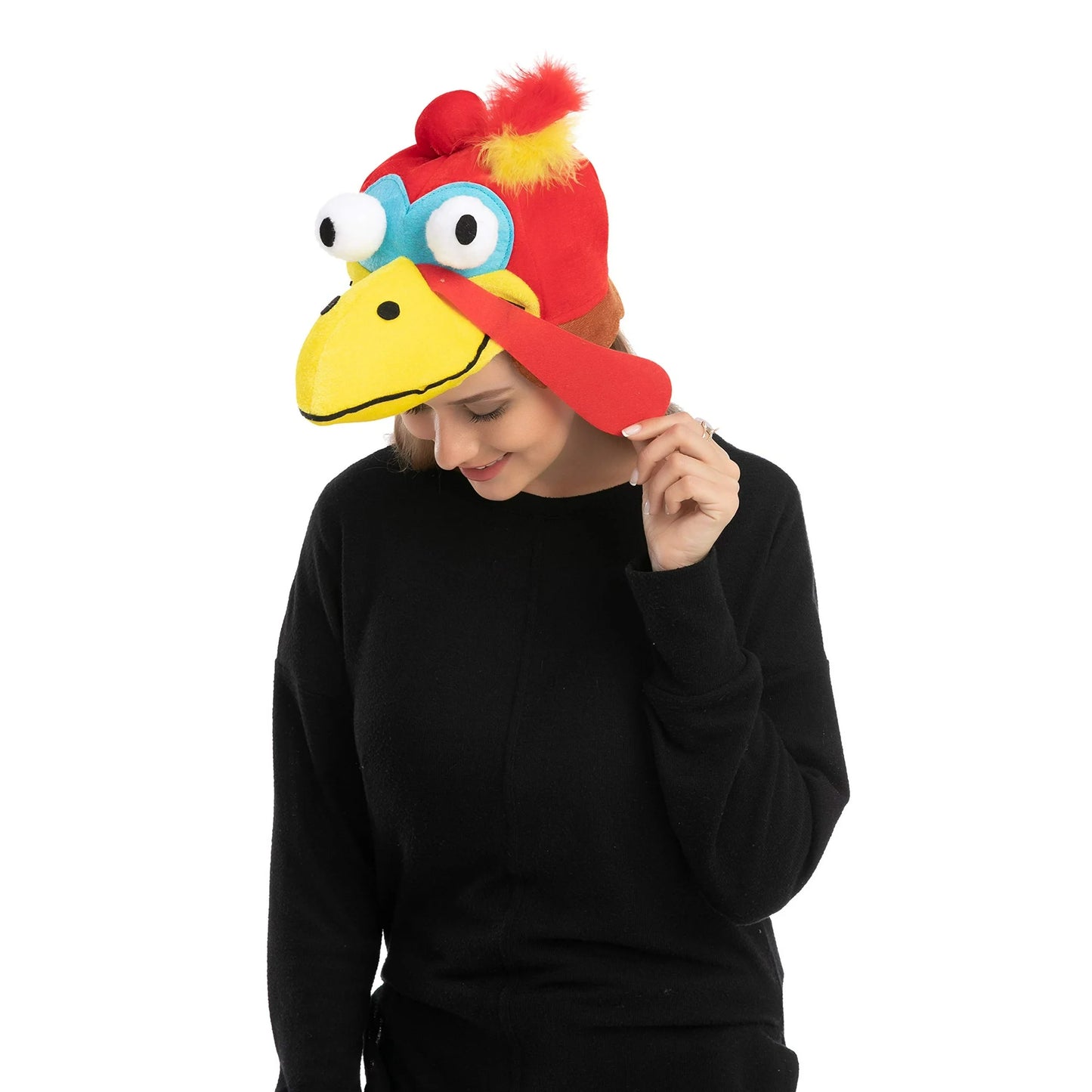 Joyfy 2 Pack Thanksgiving Turkey Cap for Kids and Adults Plush Turkey Hat, Thanksgiving Accessories