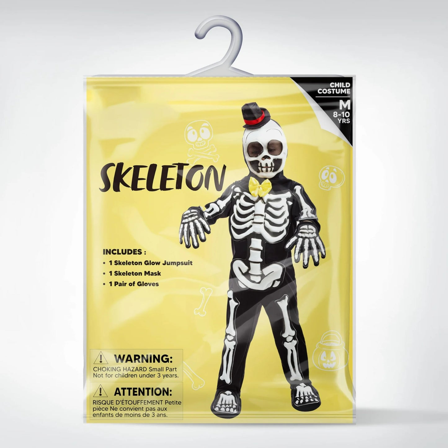 SYNCFUN Glows in the Dark Skeleton Costume for Kids, Black Skelebones Jumpsuit, Bone Halloween Costume Dress up
