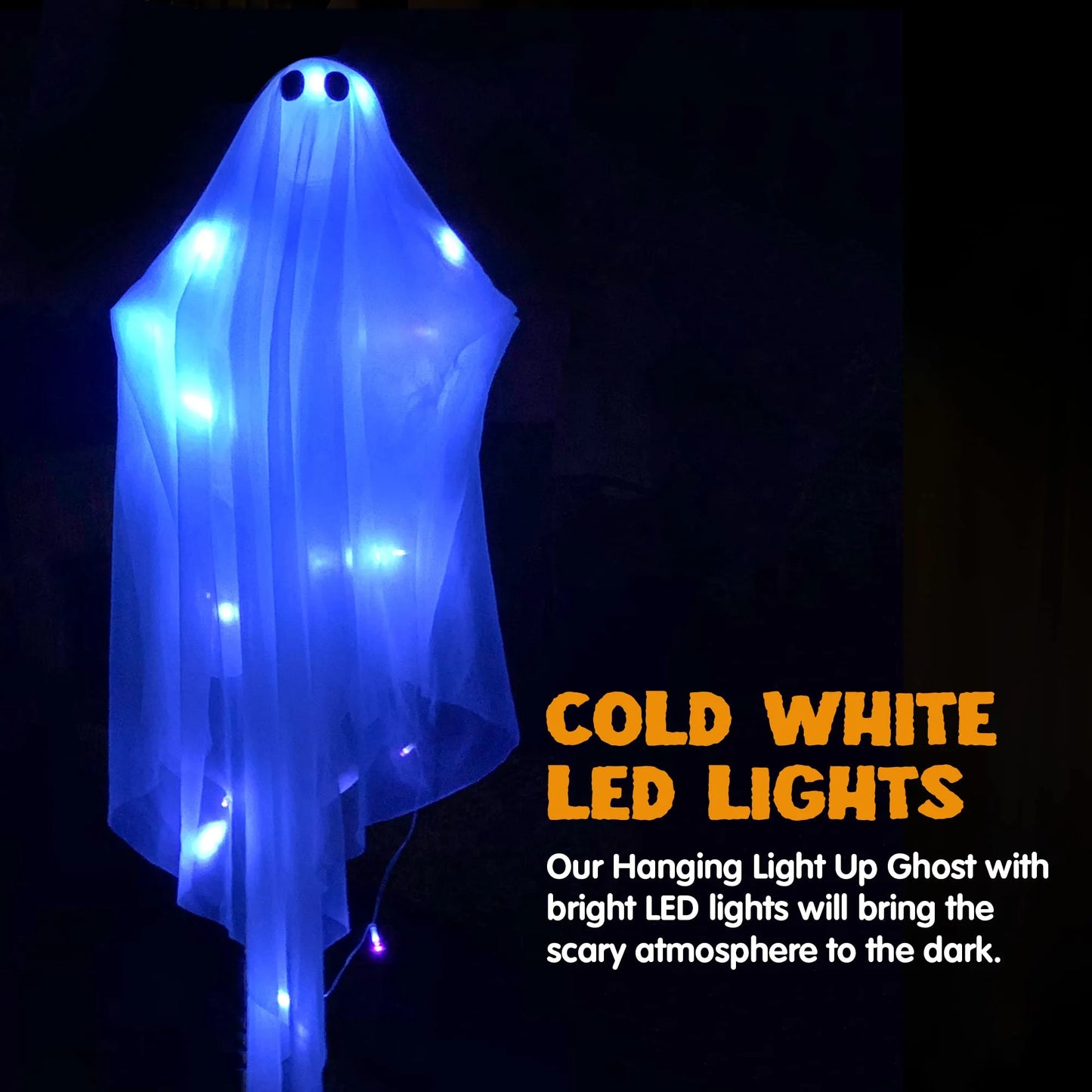 Syncfun 47 Inch Hanging Ghosts Halloween Decor,Halloween Light up White Ghosts with Spooky Blue LED Light,Halloween Outdoor Yard Porch Decorations,Haunted House Decorations