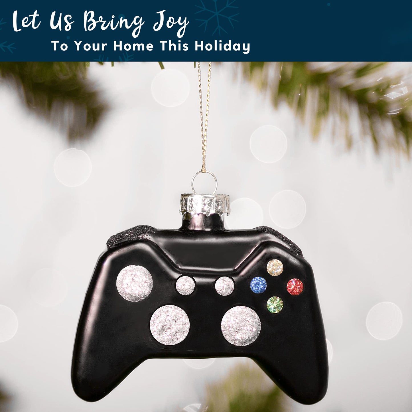 Joyfy 2PCS Glass Christmas Ornament Set,Video Game Ornament for Kids