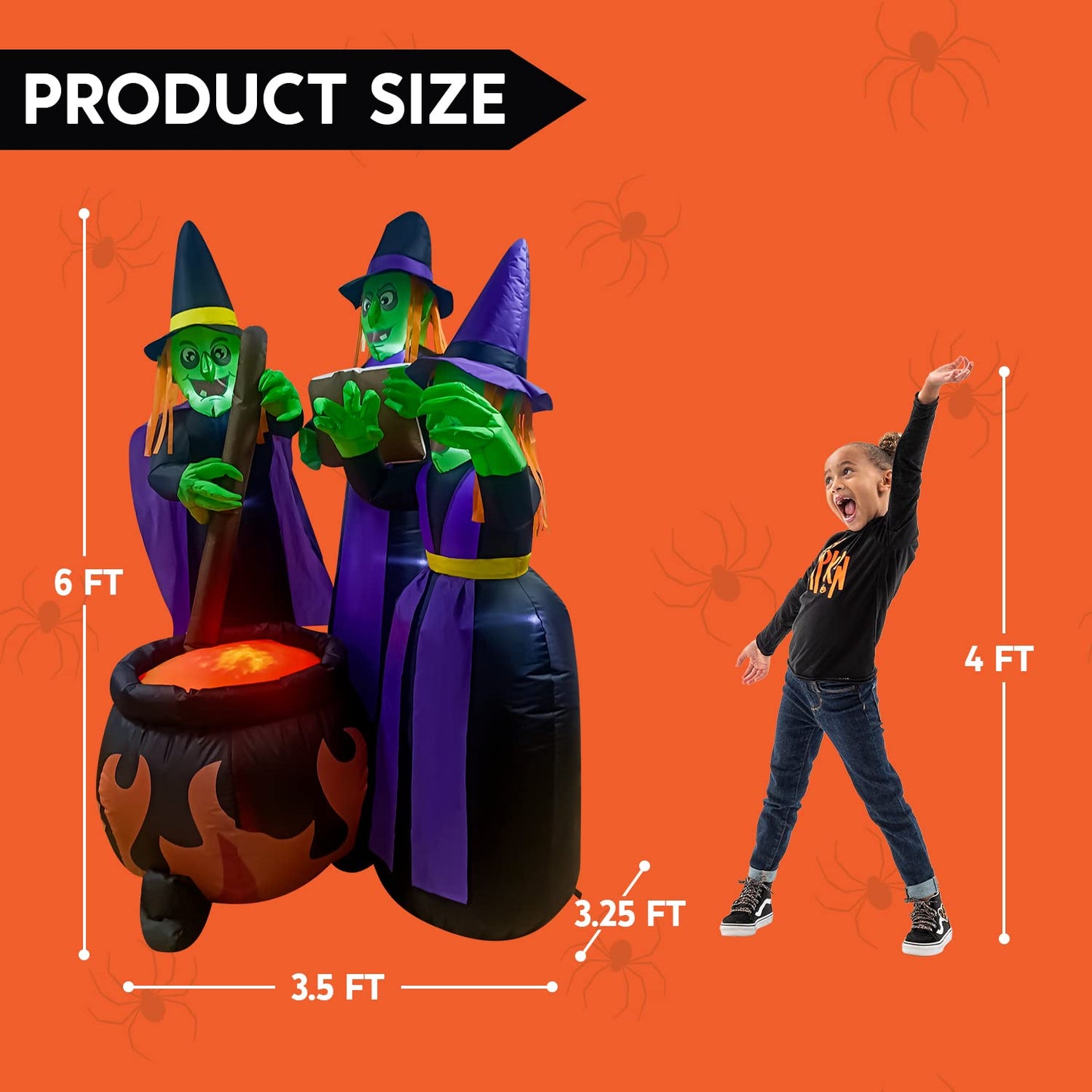 SYNCFUN 6 FT Halloween Inflatable Outdoor Witches Cauldron Pot Large Decorations with Flame Light,Halloween Blow Ups for Outside Yard Decoration