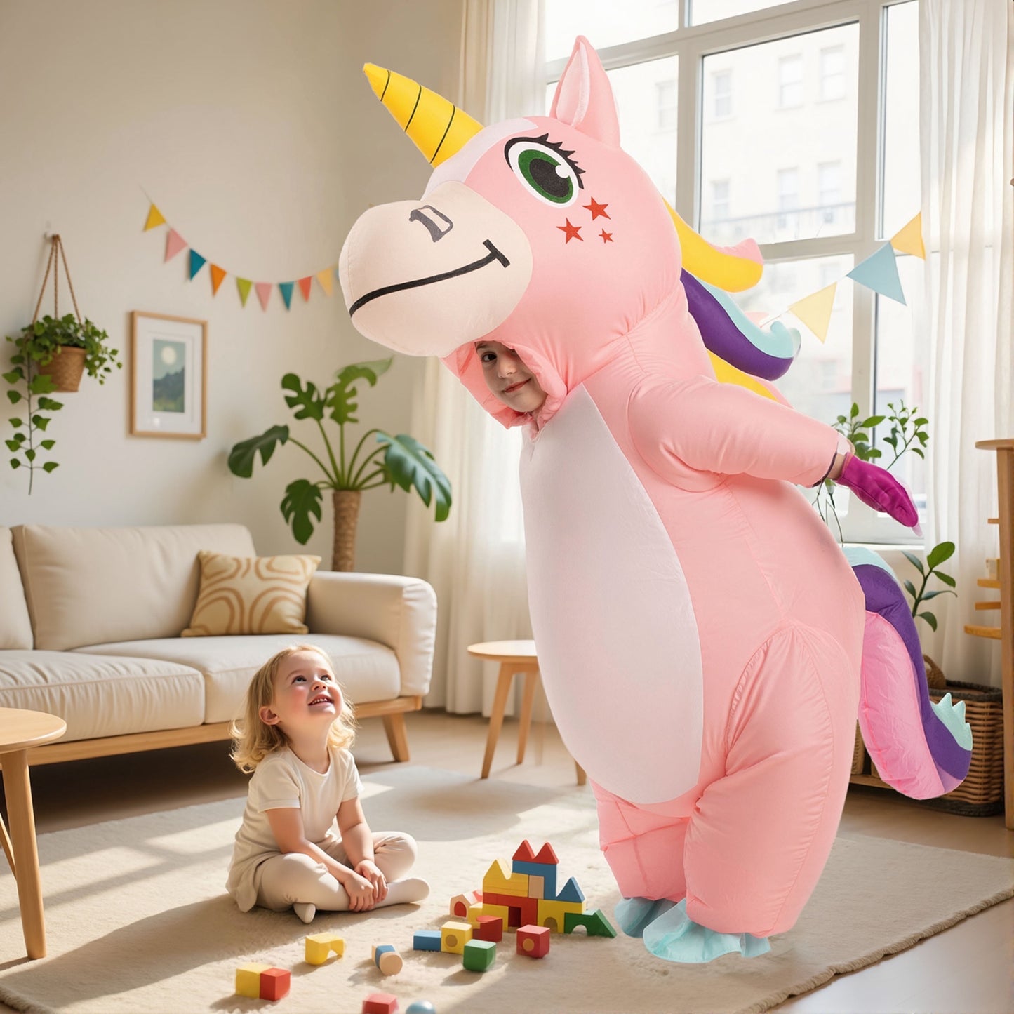 Joyfy Kids Inflatable Costume, Full Body Unicorn Inflatable Costume for Halloween Dress up Party