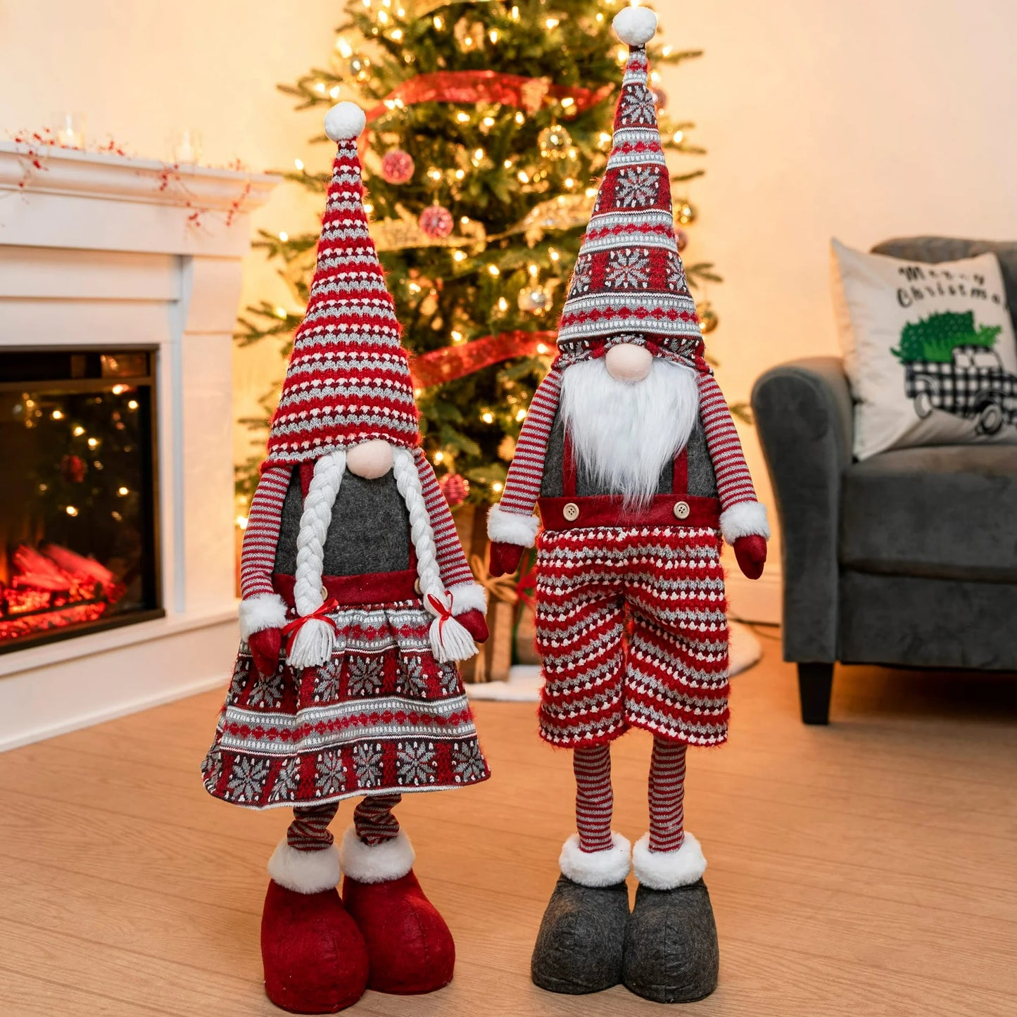 Joyfy 2Pcs 40" Christmas Gnomes Plush Set of Christmas Ornaments Decorations